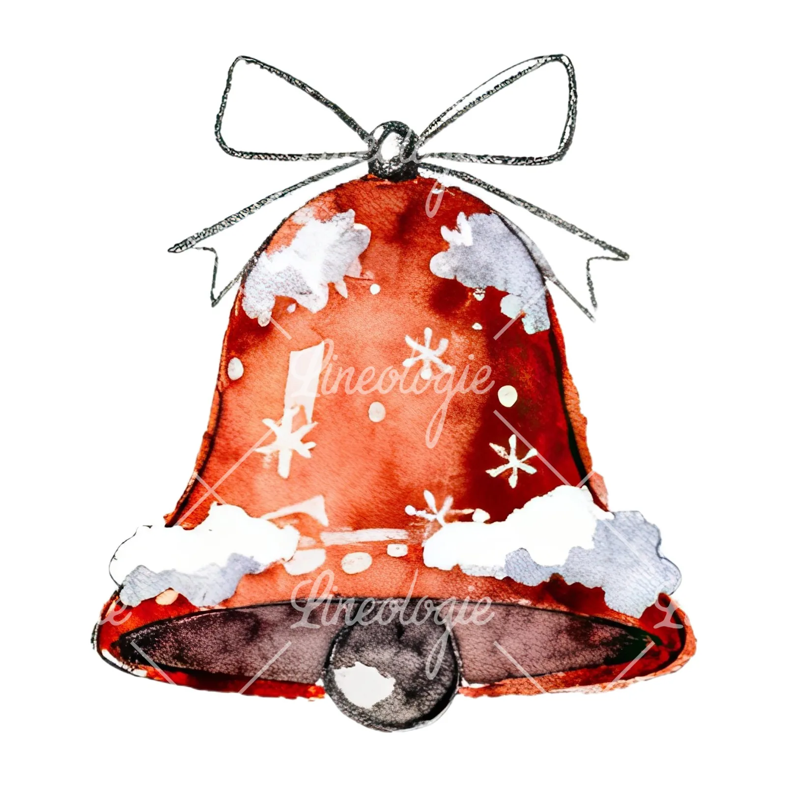 Watercolor bell clipart 1 of 12 on a white background (JPG)