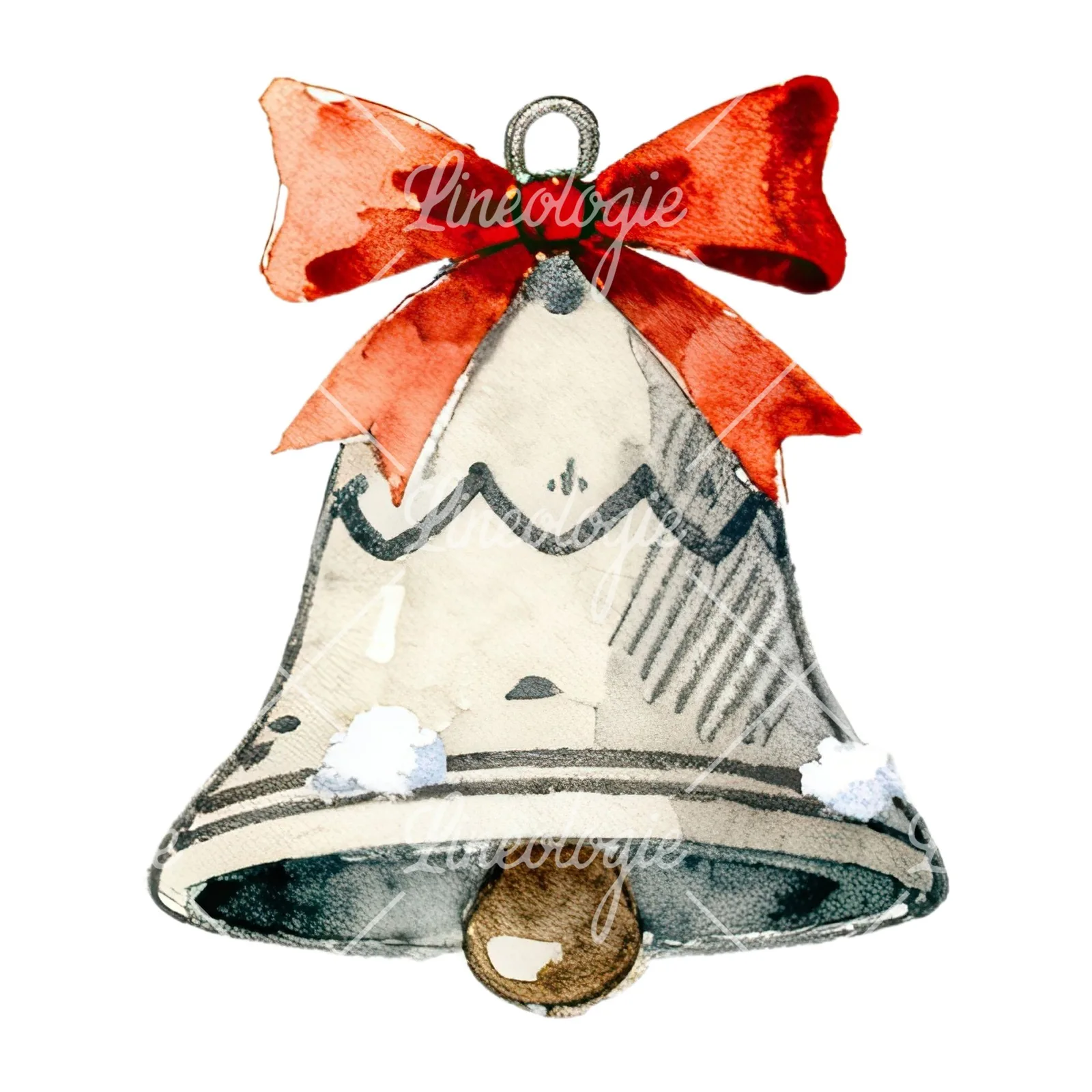 Watercolor bell clipart 2 of 12 on a white background (JPG)