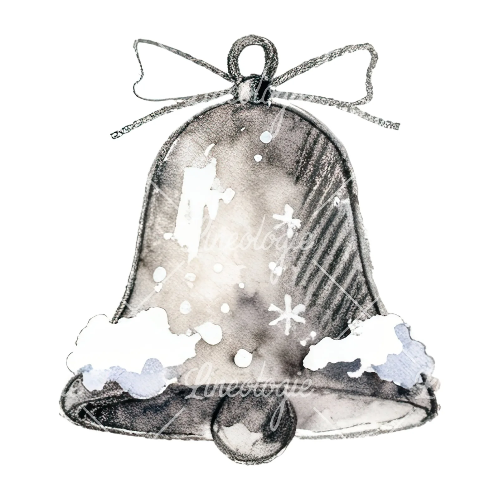 Watercolor bell clipart 4 of 12 on a white background (JPG)