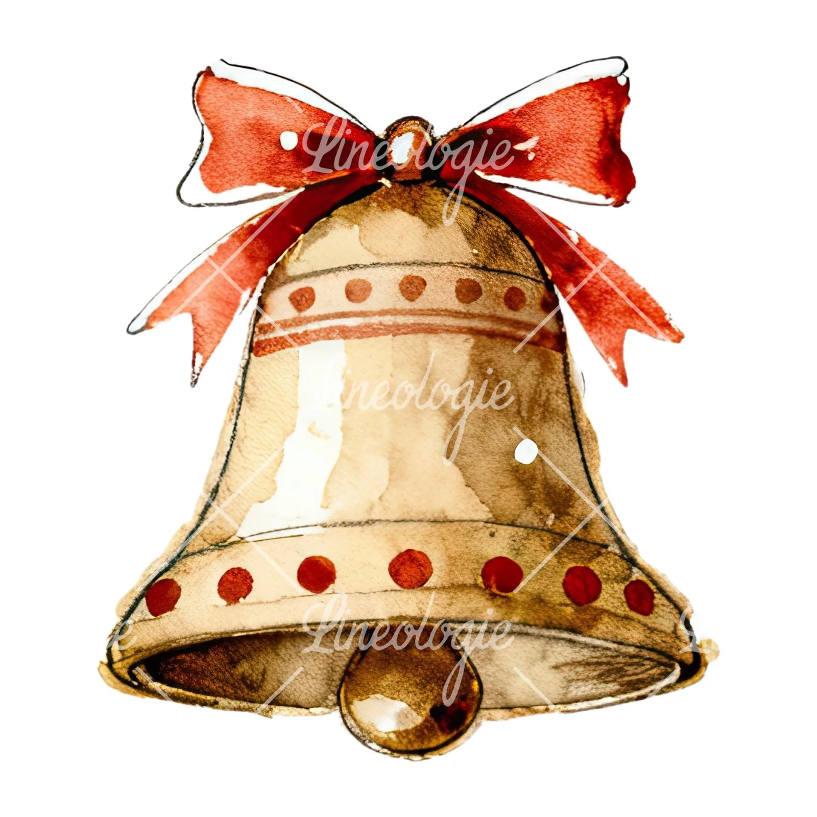Watercolor bell clipart 6 of 12 on a white background (JPG)