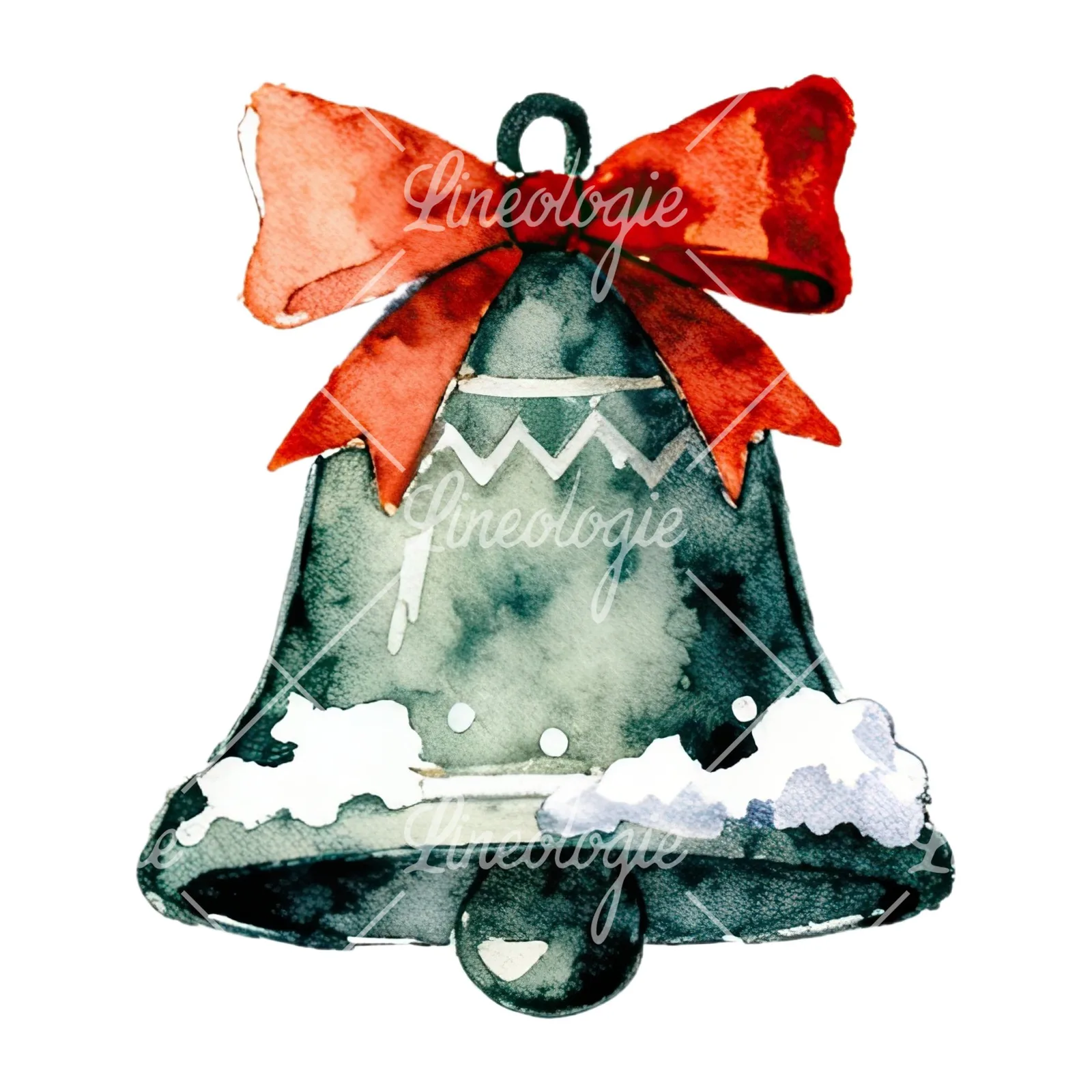 Watercolor bell clipart 8 of 12 on a white background (JPG)