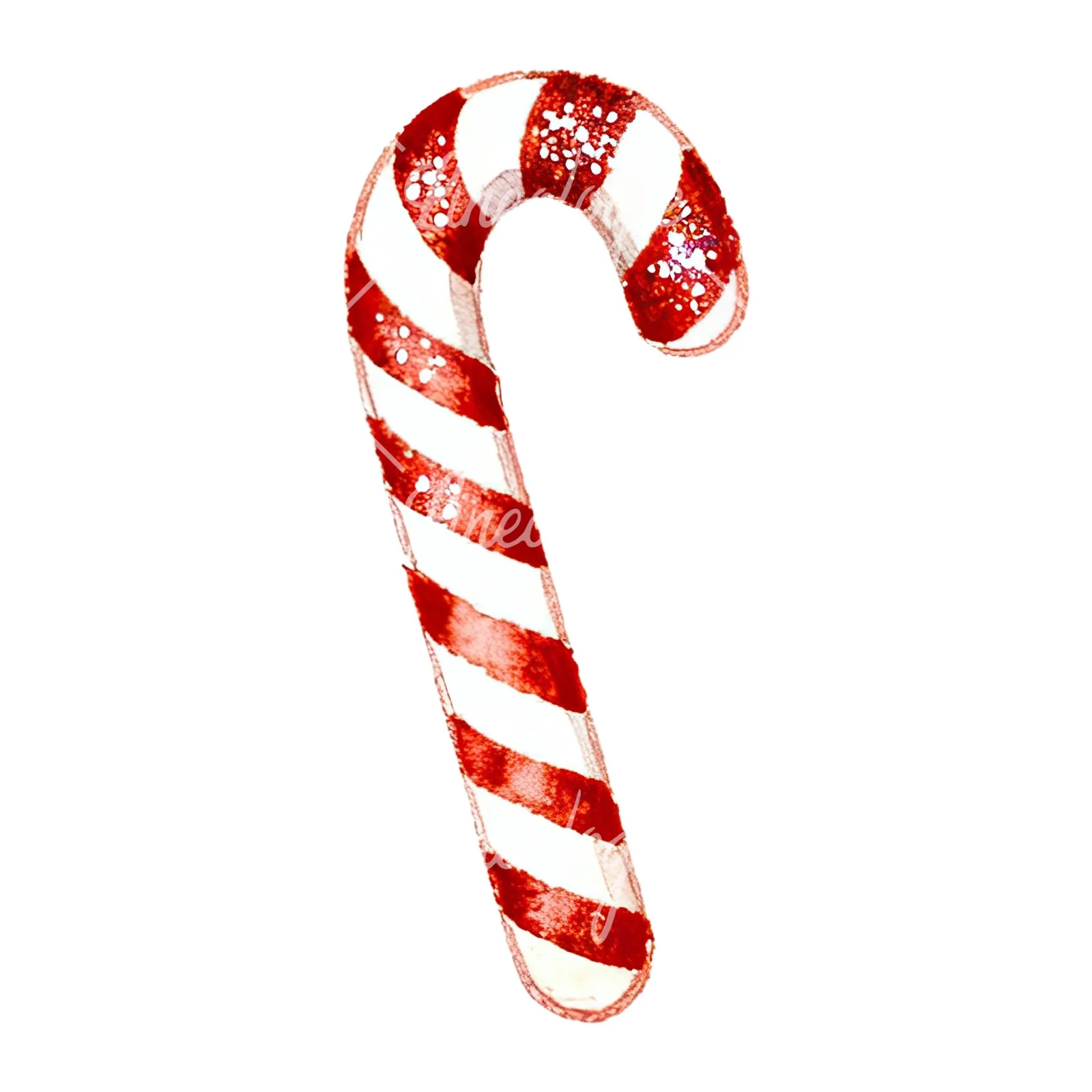 Watercolor candy cane clipart 1 of 12 on a white background (JPG)