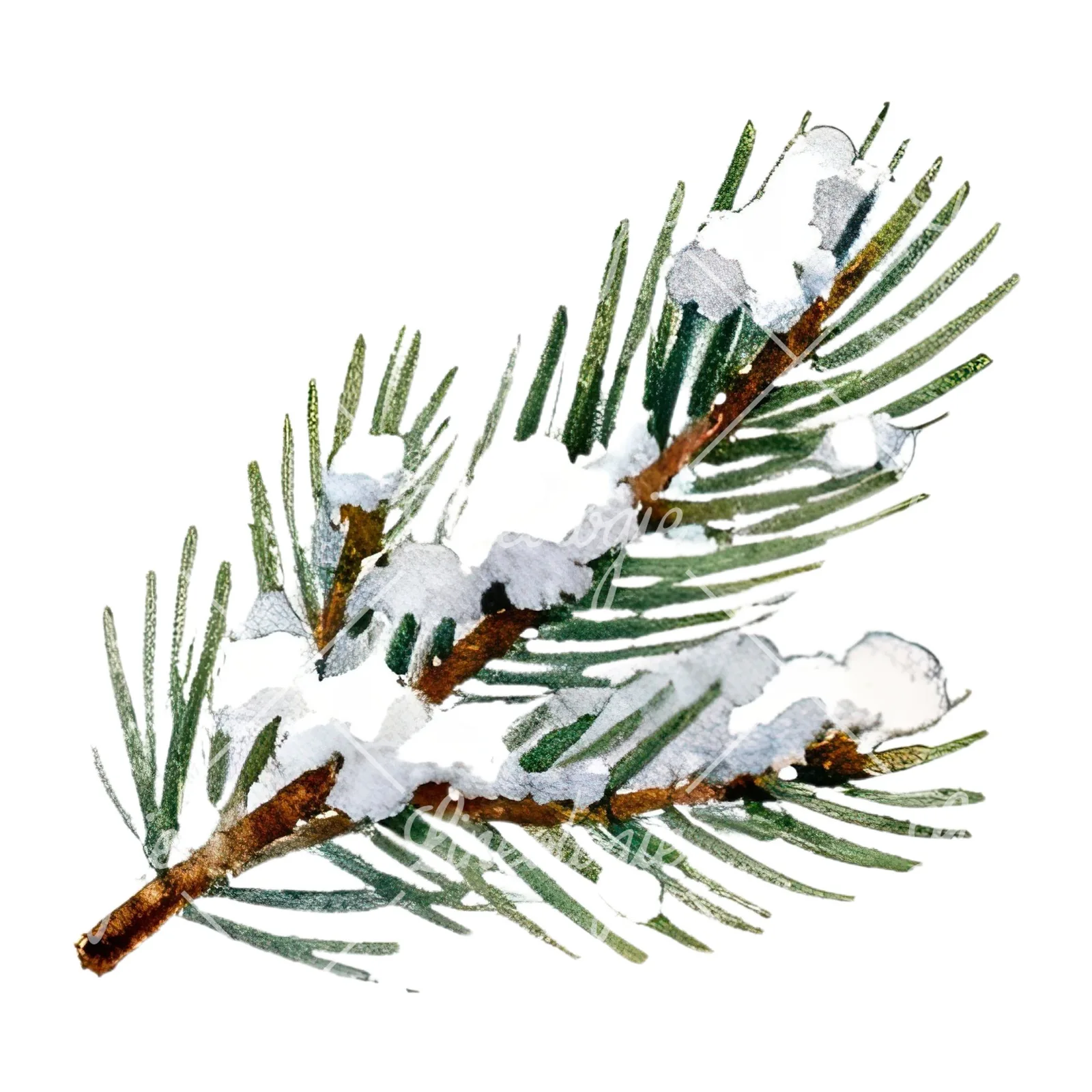 Watercolor Christmas icons clipart 1 of 12 on a white background (JPG)