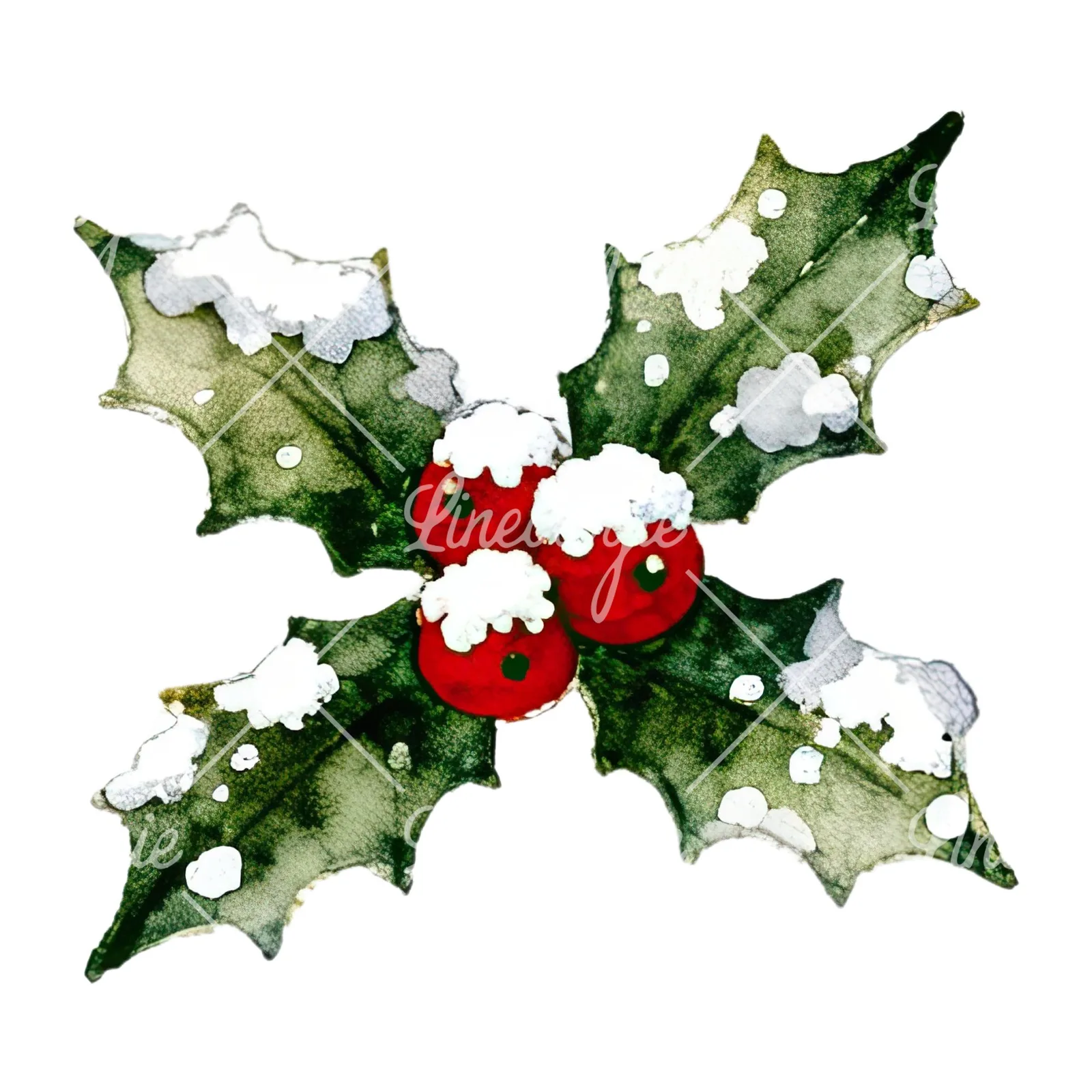 Watercolor Christmas icons clipart 2 of 12 on a white background (JPG)