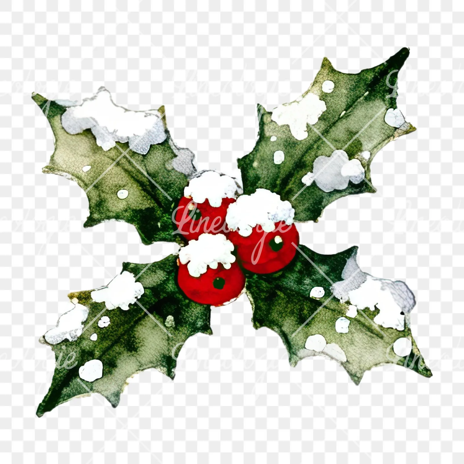 Watercolor Christmas icons clipart 2 of 12 on a transparent background (PNG)