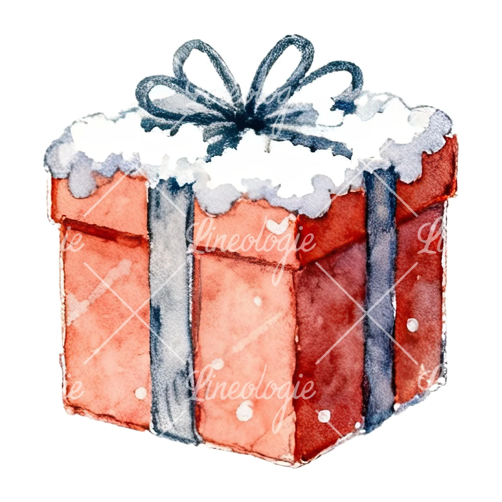 Watercolor Christmas icons clipart 5 of 12 on a white background (JPG)