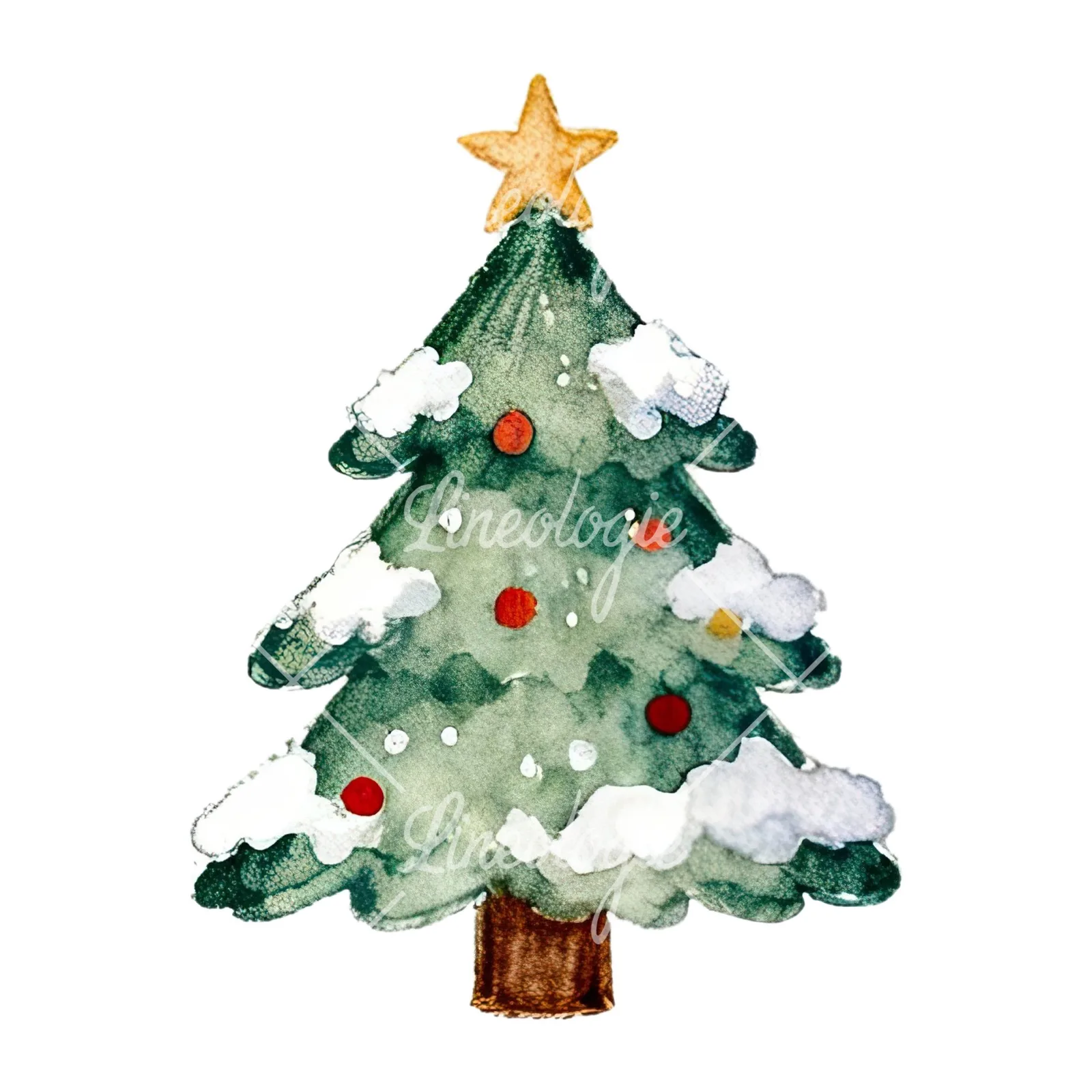 Watercolor Christmas icons clipart 8 of 12 on a white background (JPG)