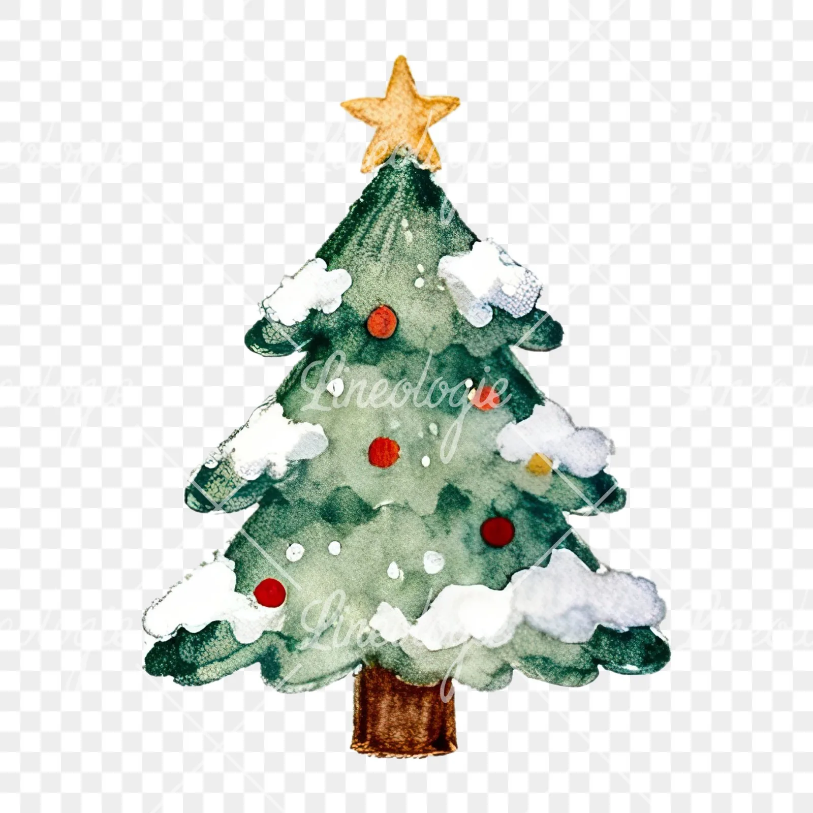 Watercolor Christmas icons clipart 8 of 12 on a transparent background (PNG)