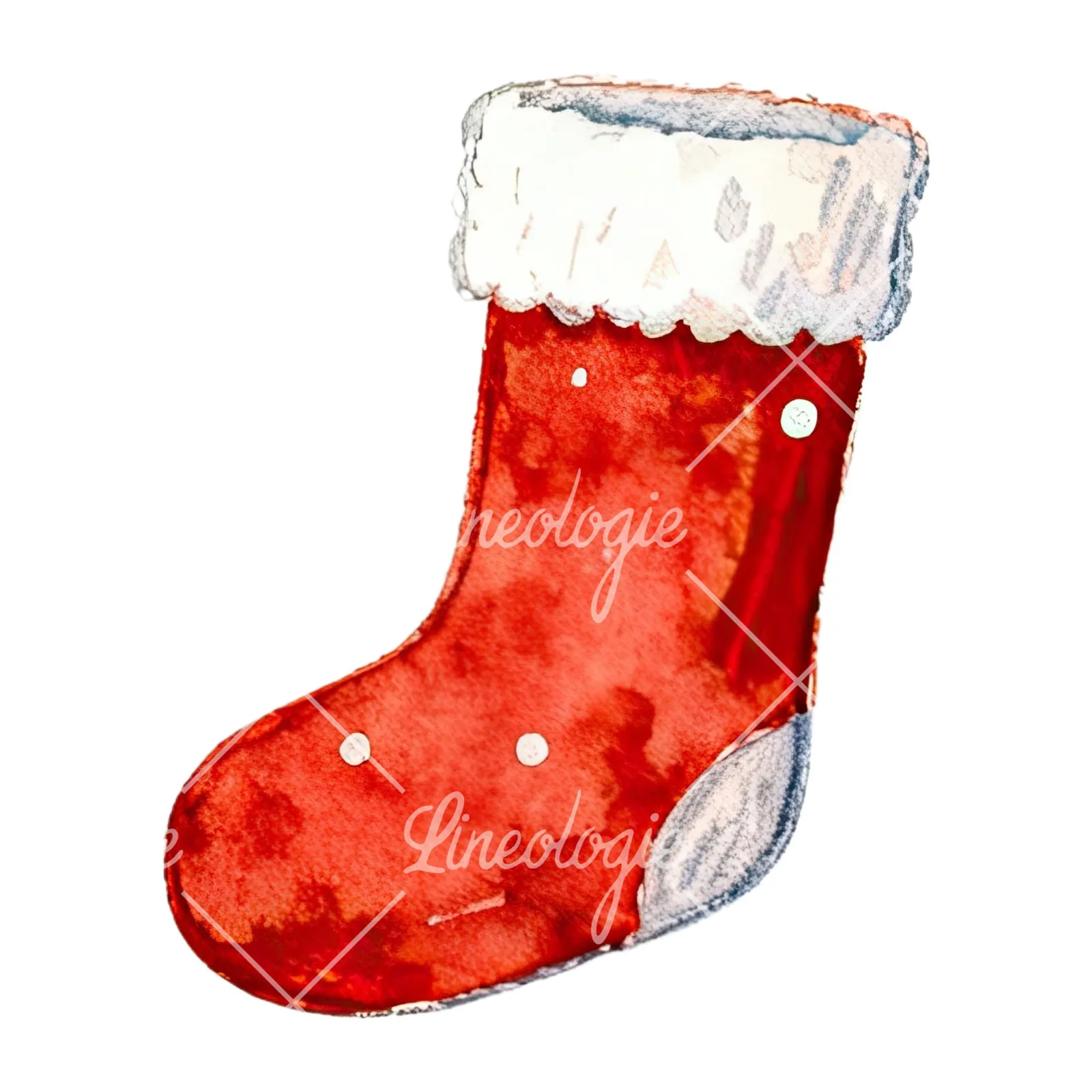 Watercolor Christmas icons clipart 9 of 12 on a white background (JPG)