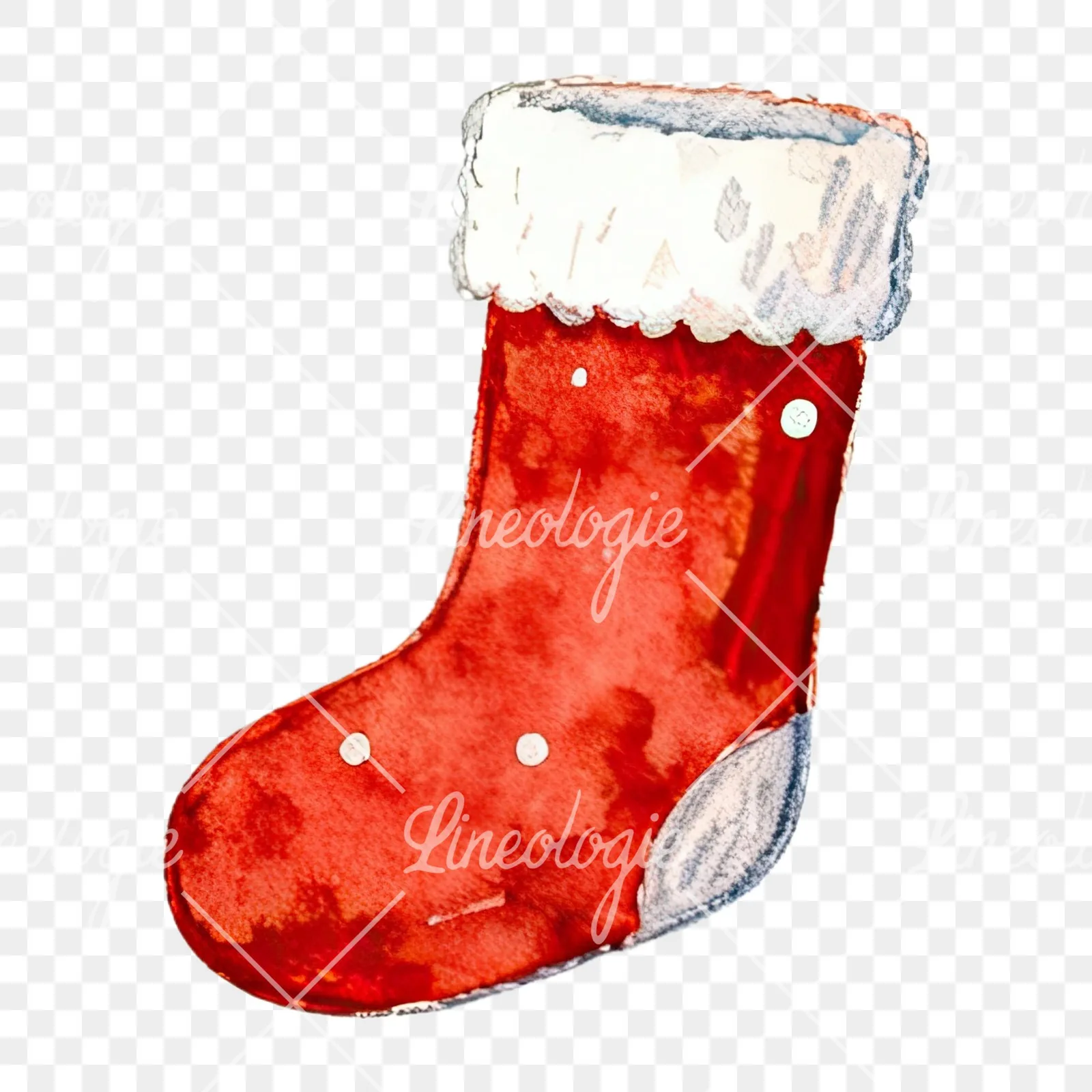 Watercolor Christmas icons clipart 9 of 12 on a transparent background (PNG)