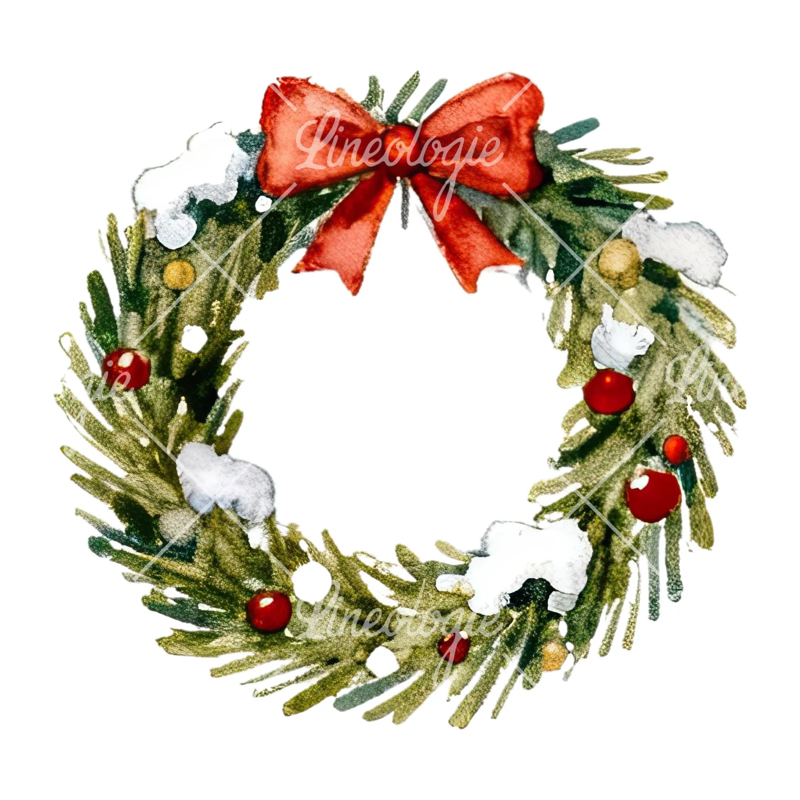 Watercolor Christmas icons clipart 11 of 12 on a white background (JPG)
