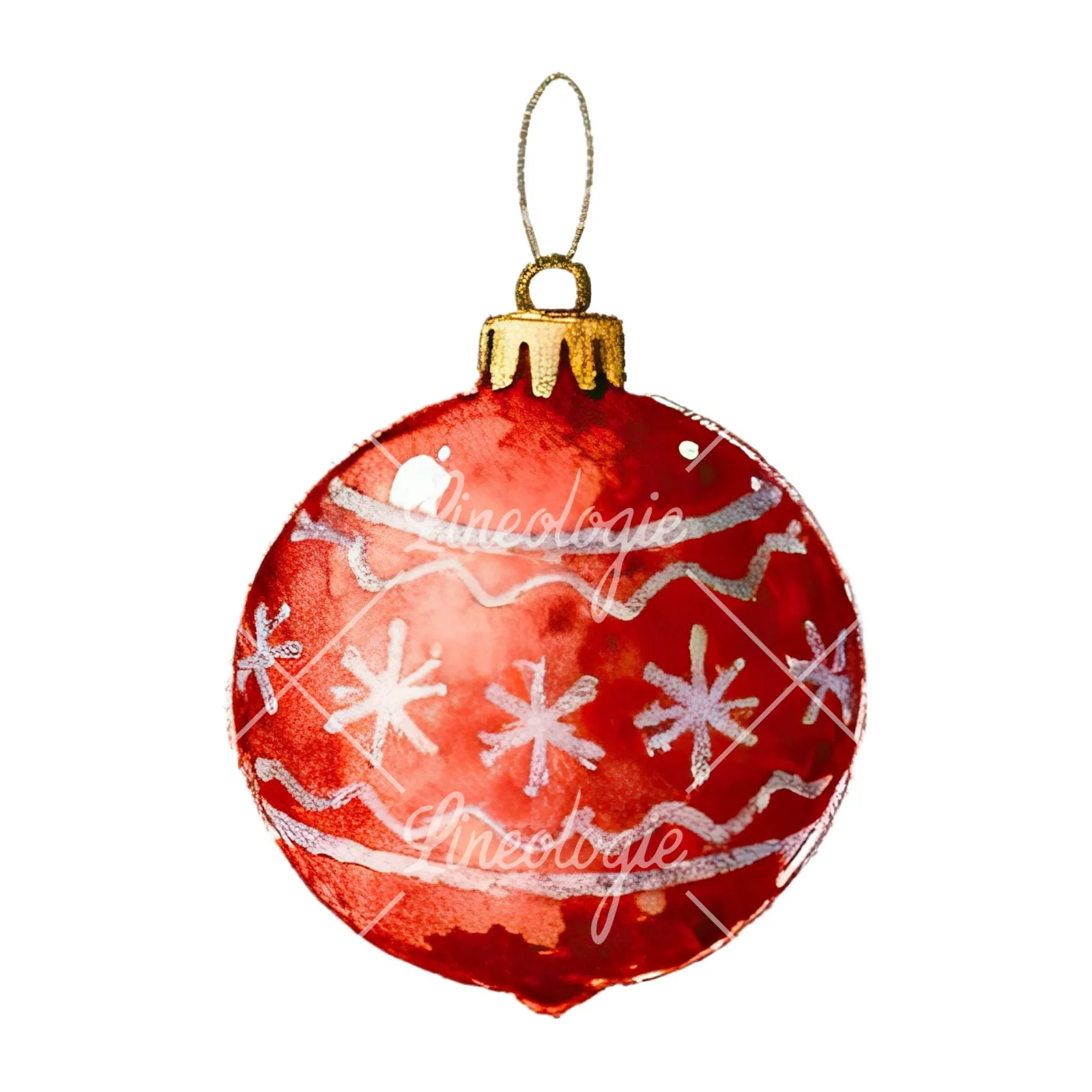 Watercolor Christmas icons clipart 12 of 12 on a white background (JPG)
