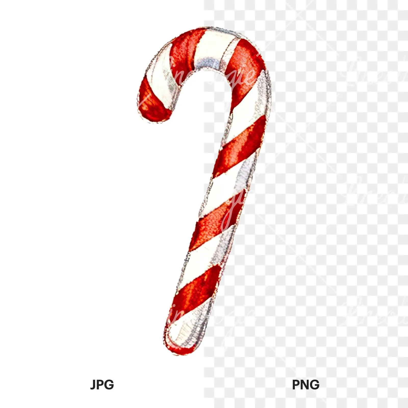 Watercolor Christmas item with deer clipart 2 of 12, as a JPG on white and a transparent PNG