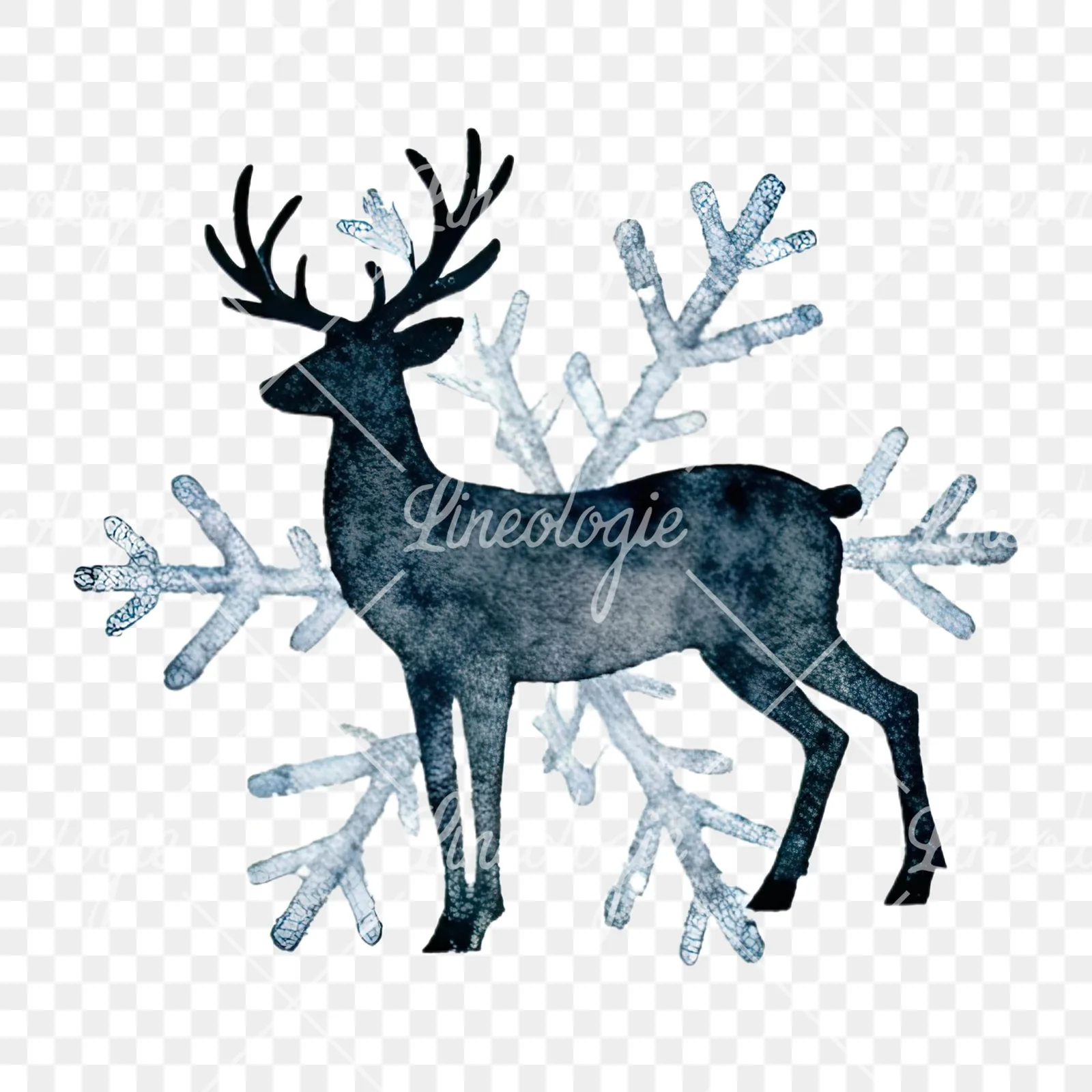 Watercolor Christmas item with deer clipart 3 of 12 on a transparent background (PNG)
