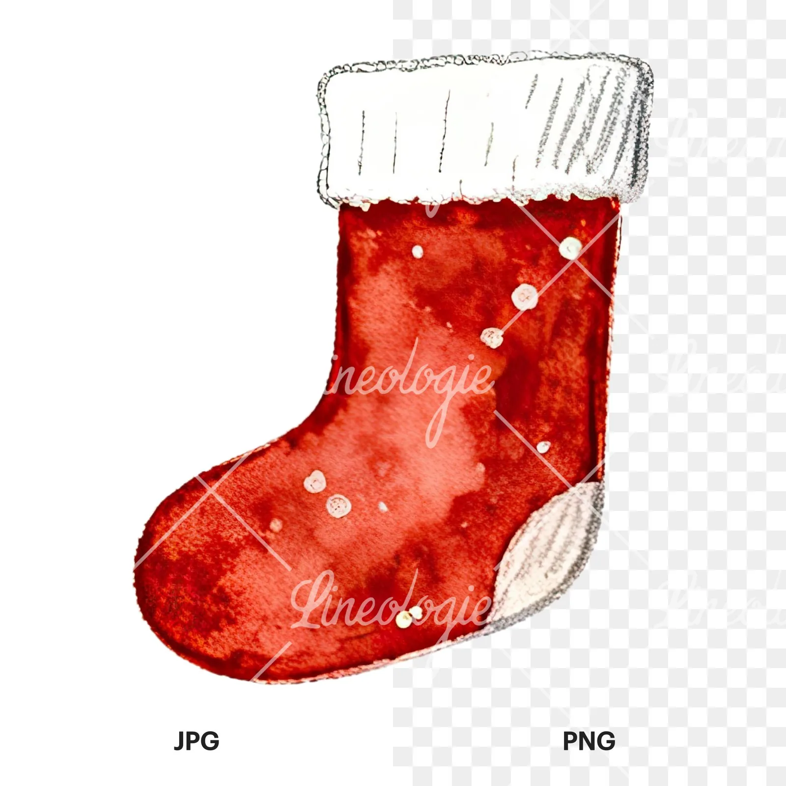 Watercolor Christmas item with deer clipart 5 of 12, as a JPG on white and a transparent PNG