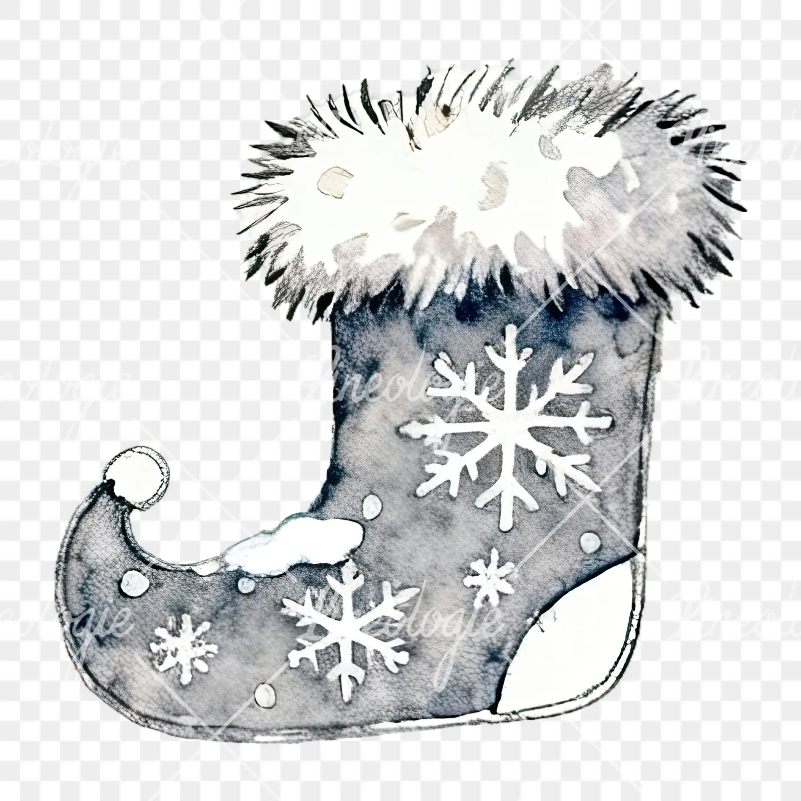 Watercolor Christmas elves shoe clipart 1 of 12 on a transparent background (PNG)