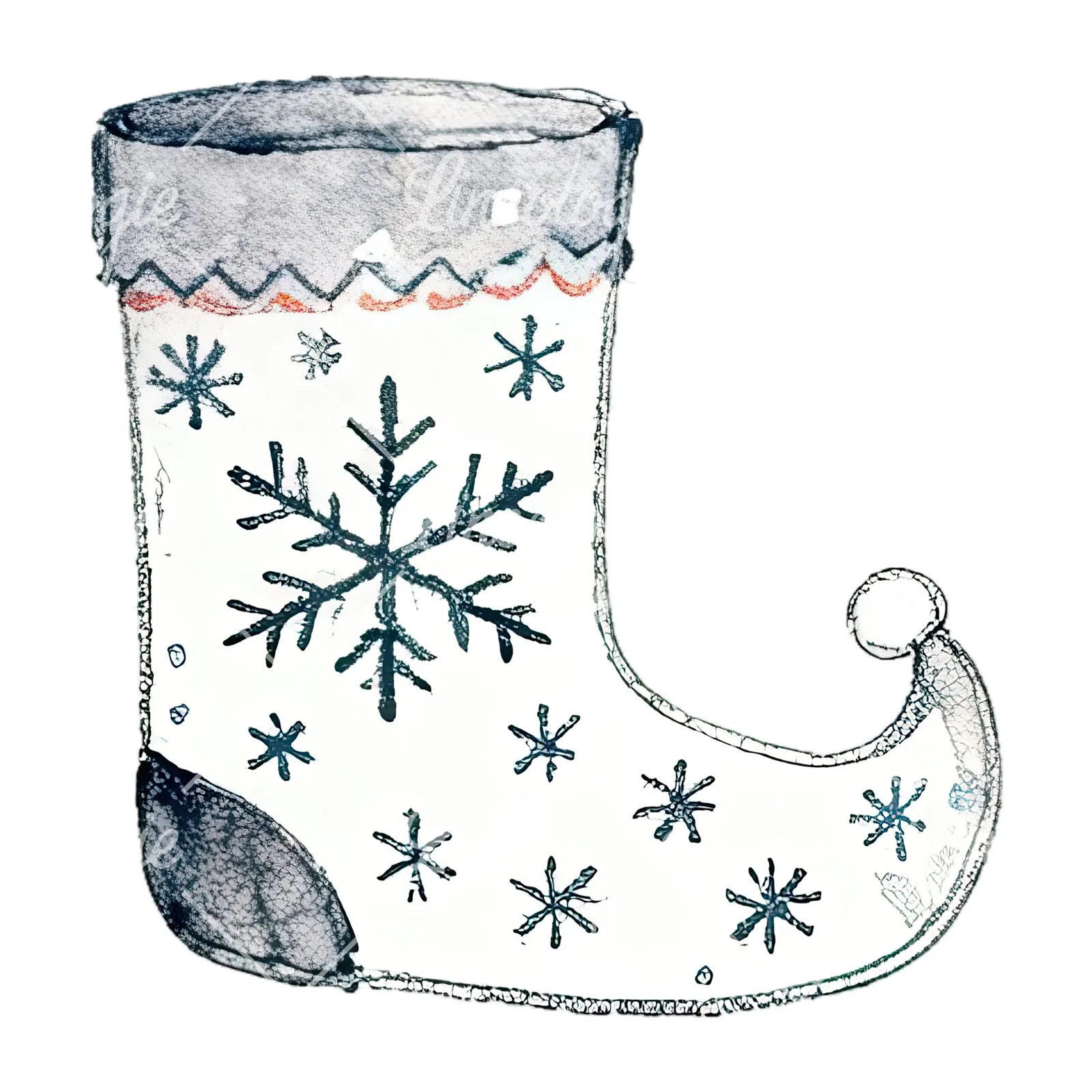 Watercolor Christmas elves shoe clipart 2 of 12 on a white background (JPG)