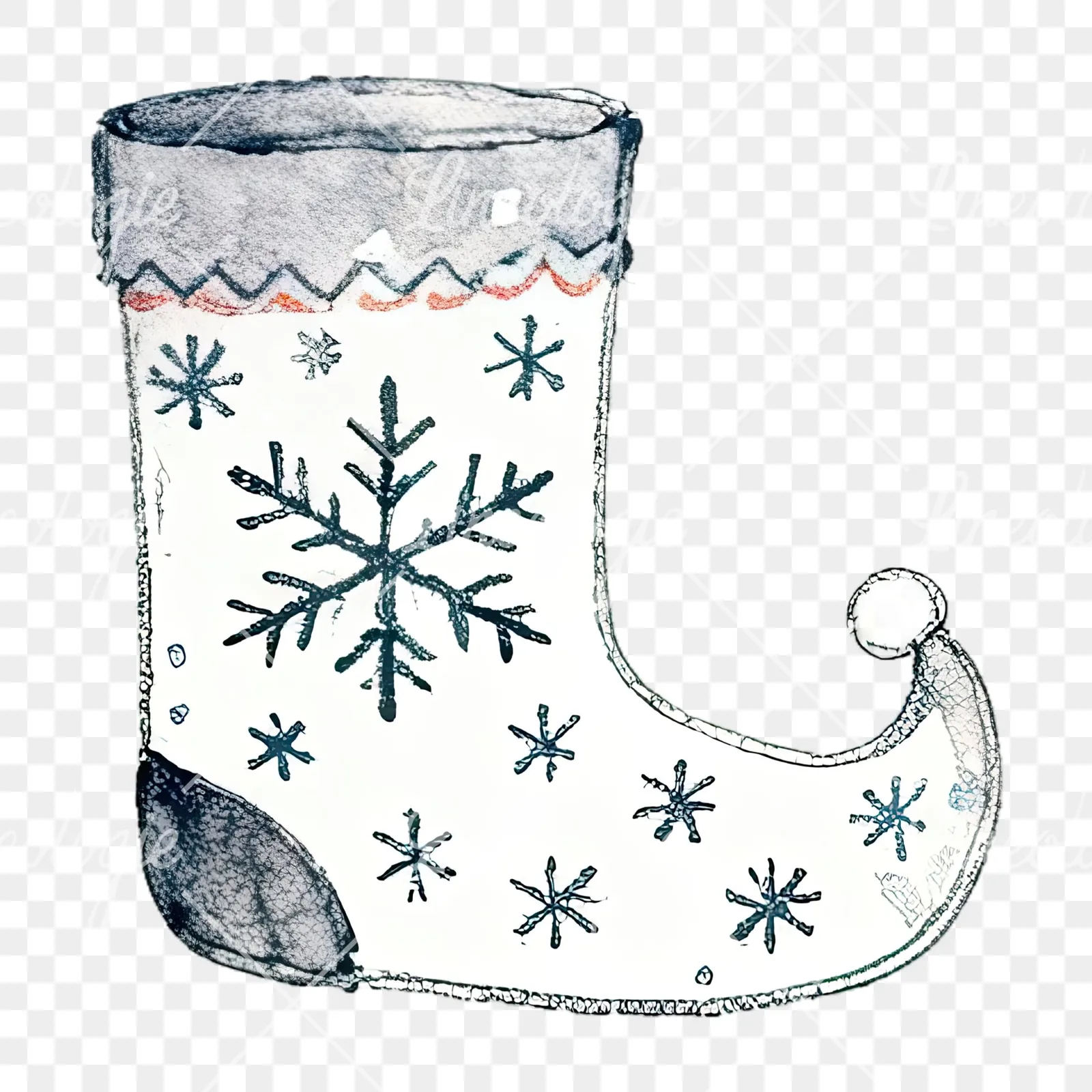 Watercolor Christmas elves shoe clipart 2 of 12 on a transparent background (PNG)