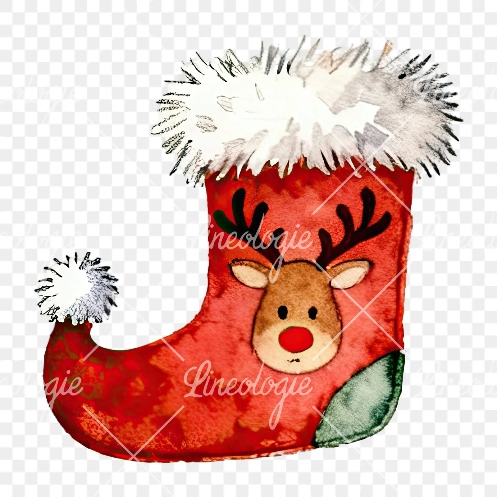 Watercolor Christmas elves shoe clipart 4 of 12 on a transparent background (PNG)