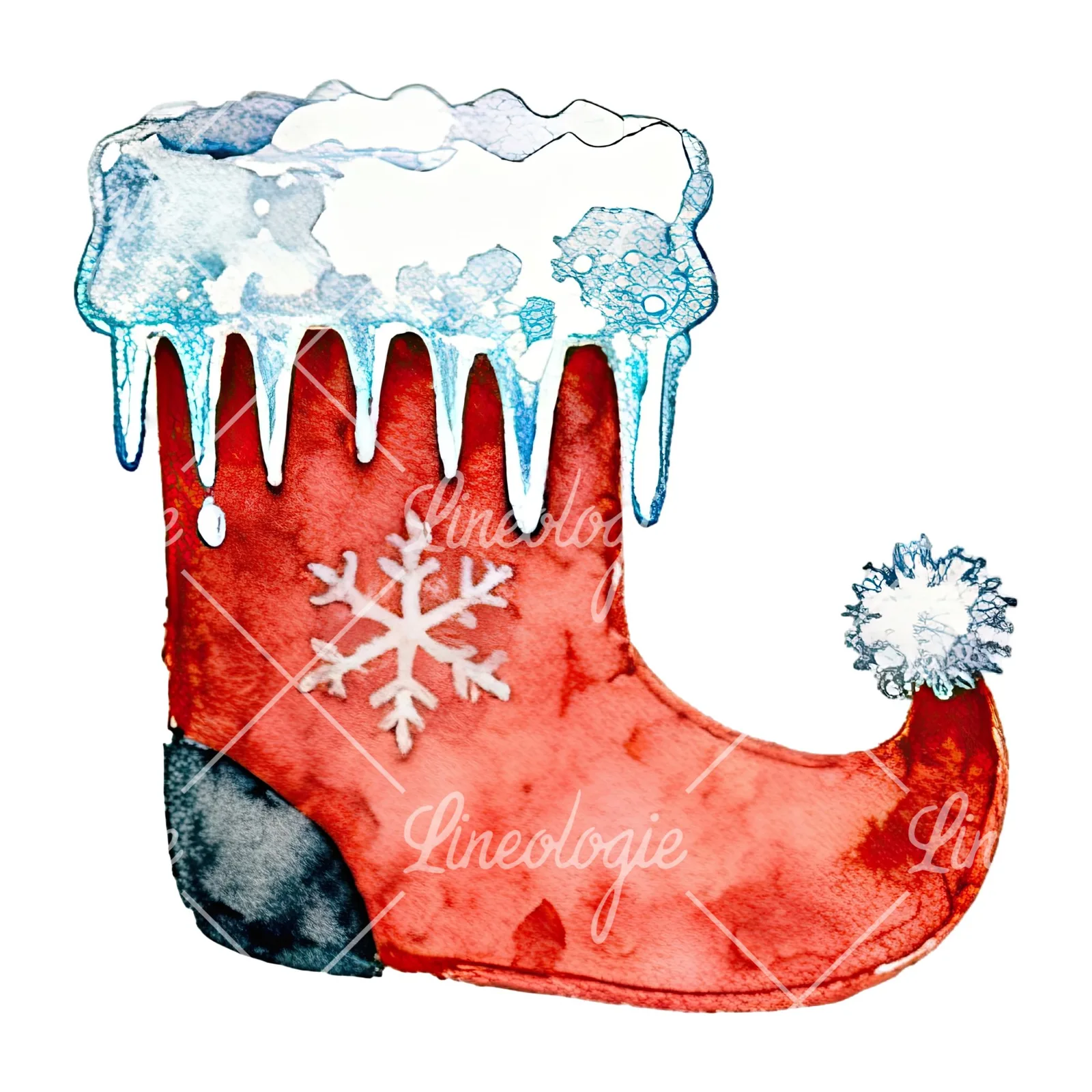 Watercolor Christmas elves shoe clipart 10 of 12 on a white background (JPG)