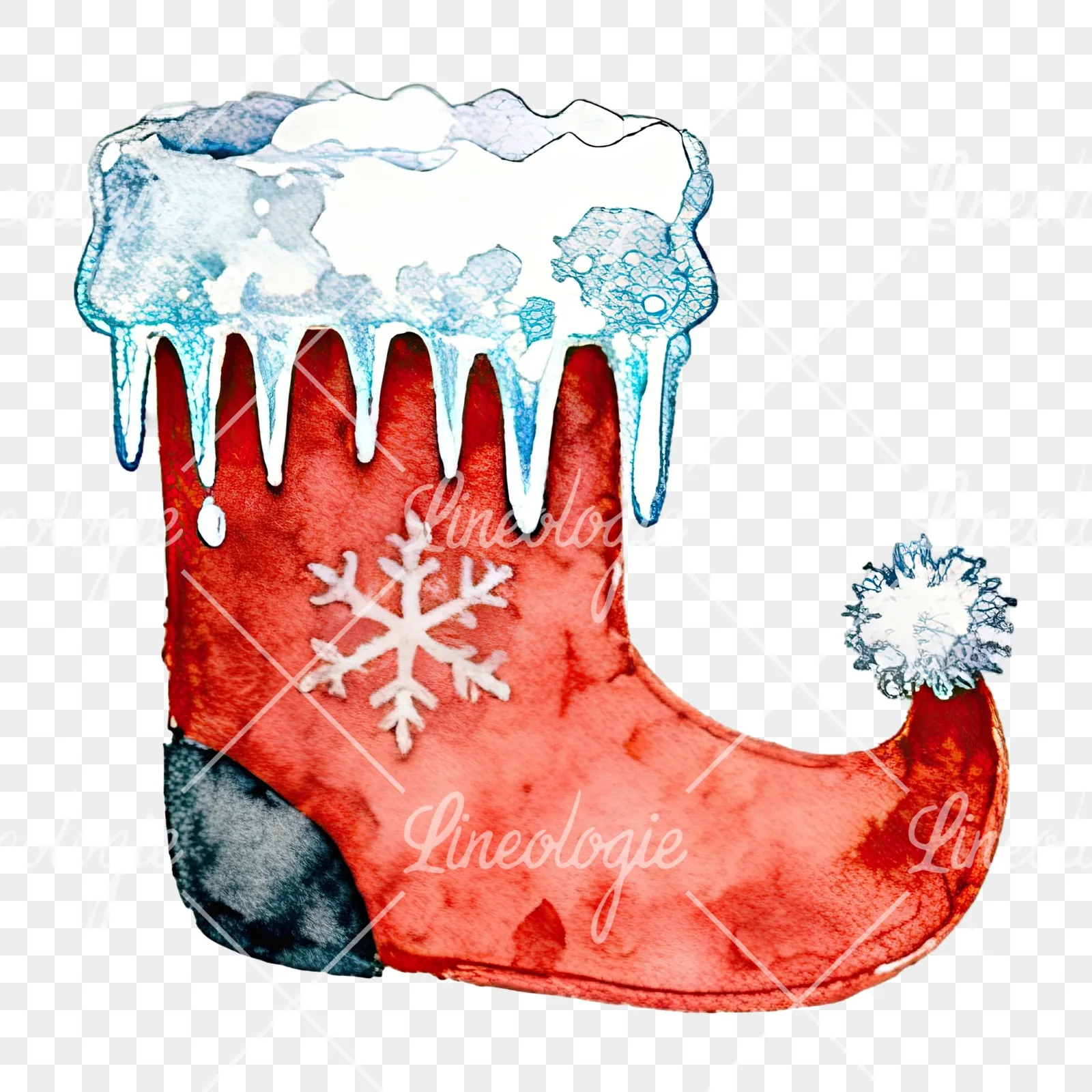 Watercolor Christmas elves shoe clipart 10 of 12 on a transparent background (PNG)