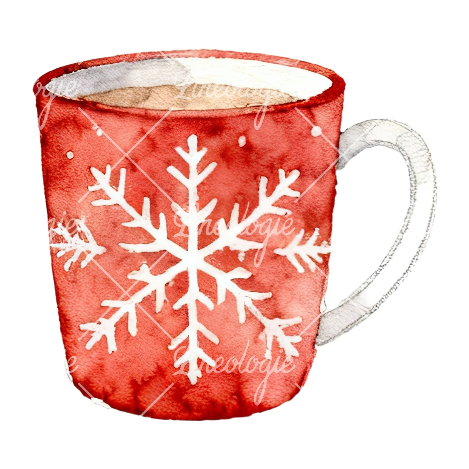 Watercolor Christmas festive mug clipart 1 of 12 on a white background (JPG)