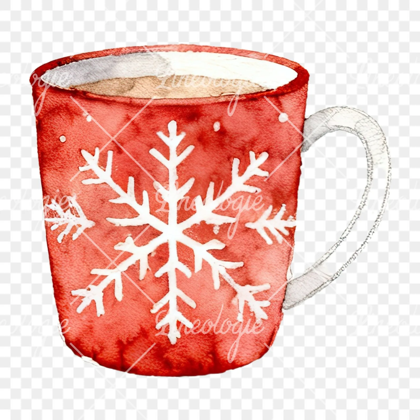 Watercolor Christmas festive mug clipart 1 of 12 on a transparent background (PNG)