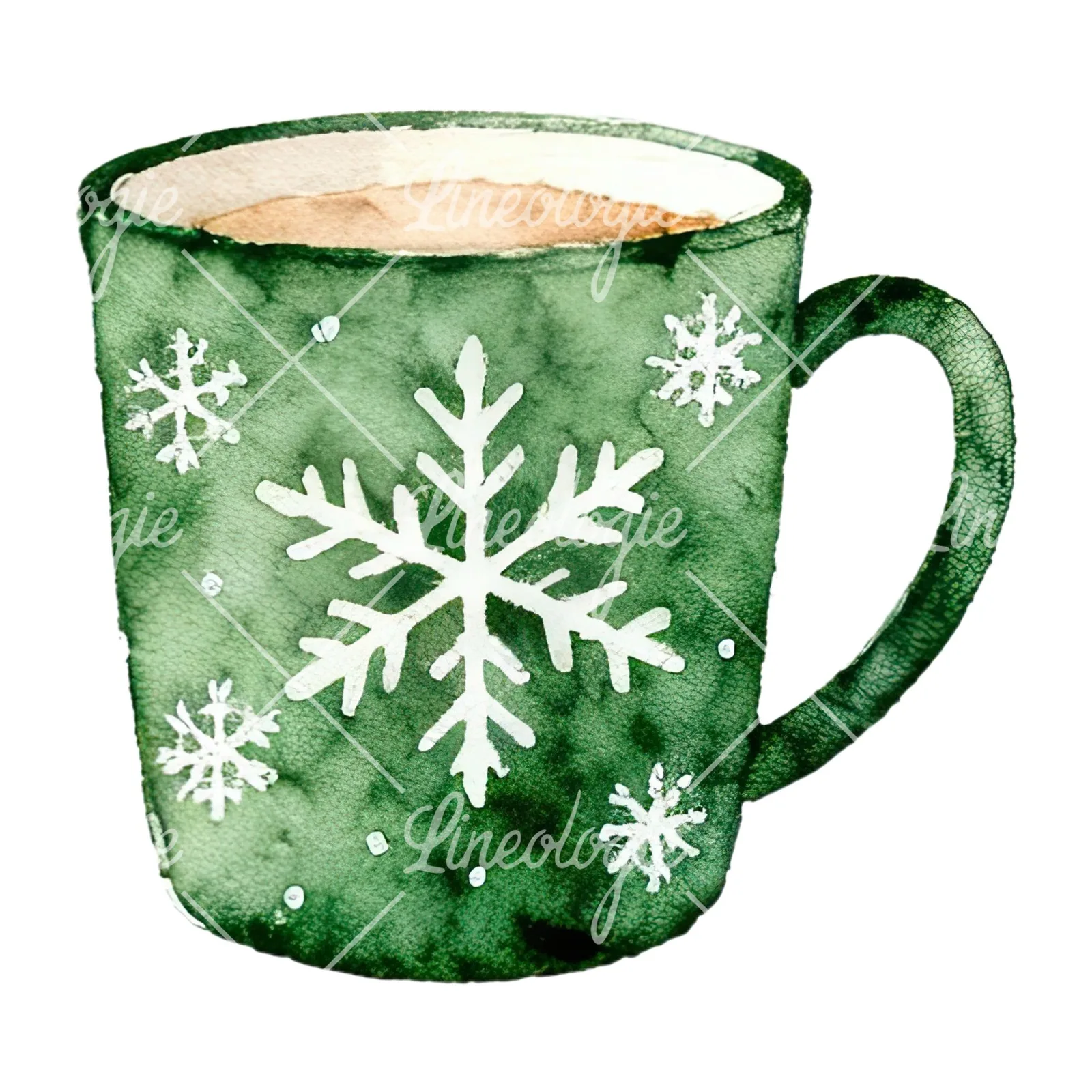 Watercolor Christmas festive mug clipart 2 of 12 on a white background (JPG)