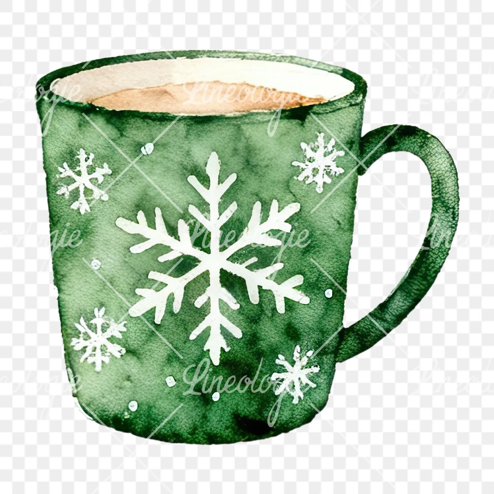 Watercolor Christmas festive mug clipart 2 of 12 on a transparent background (PNG)