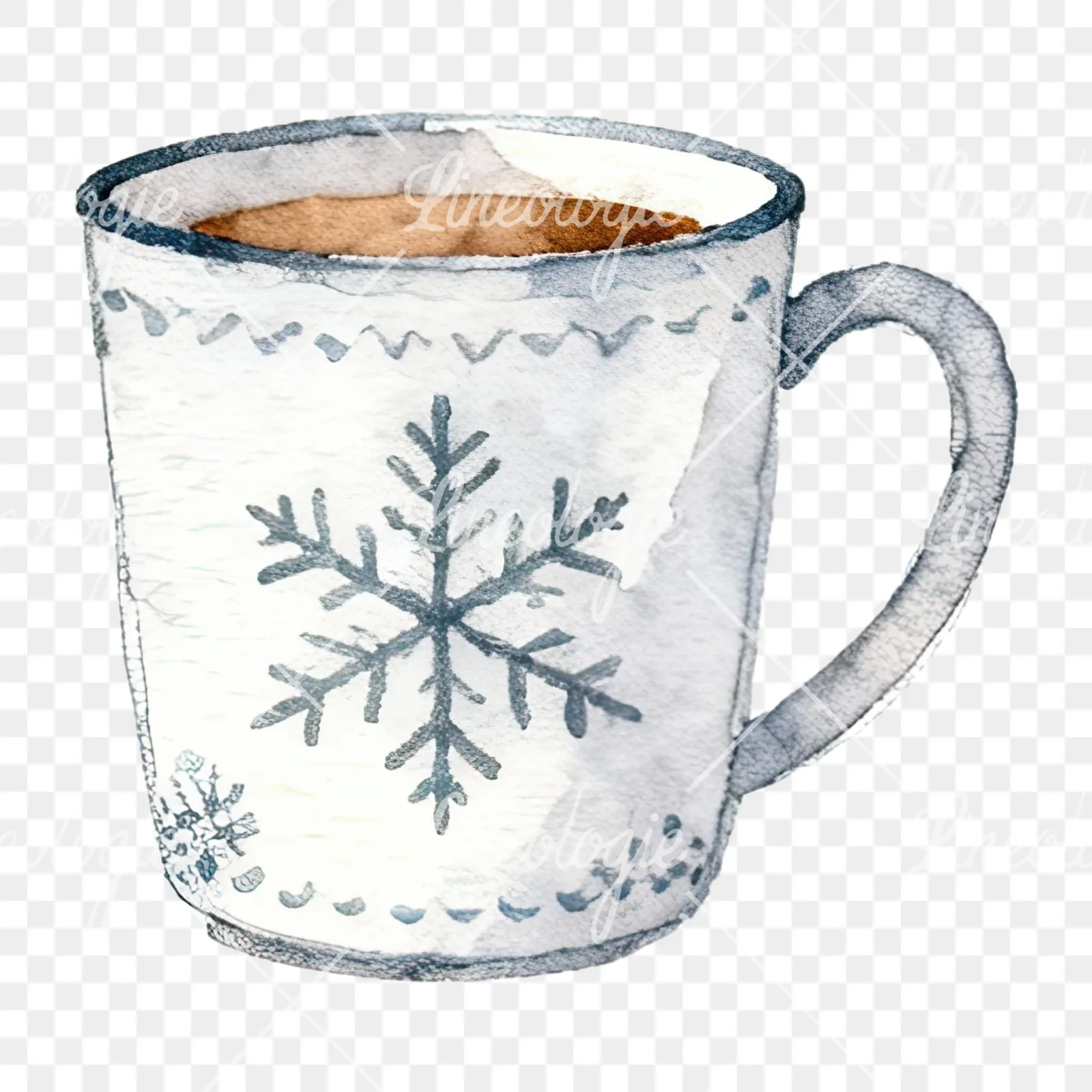 Watercolor Christmas festive mug clipart 4 of 12 on a transparent background (PNG)