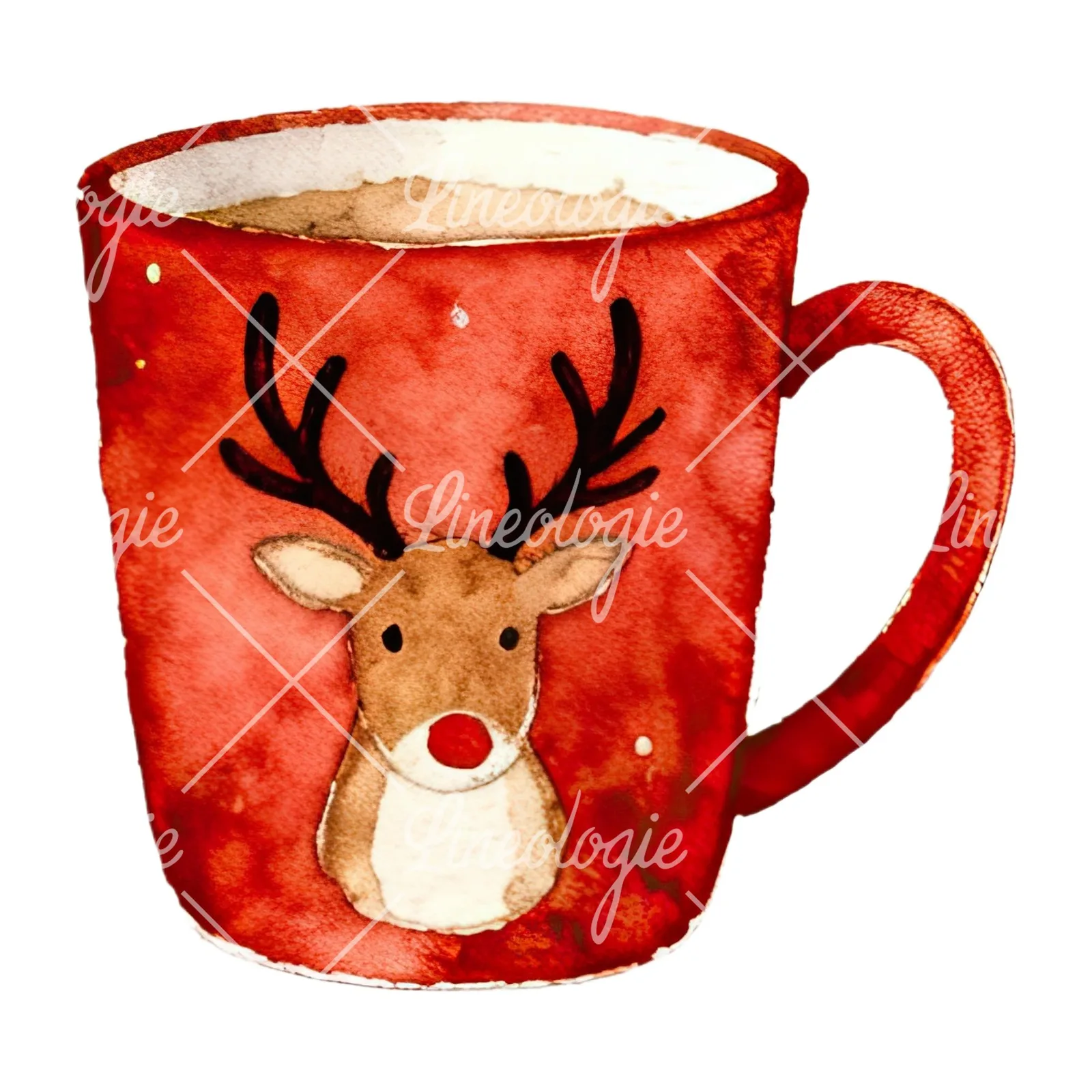 Watercolor Christmas festive mug clipart 6 of 12 on a white background (JPG)