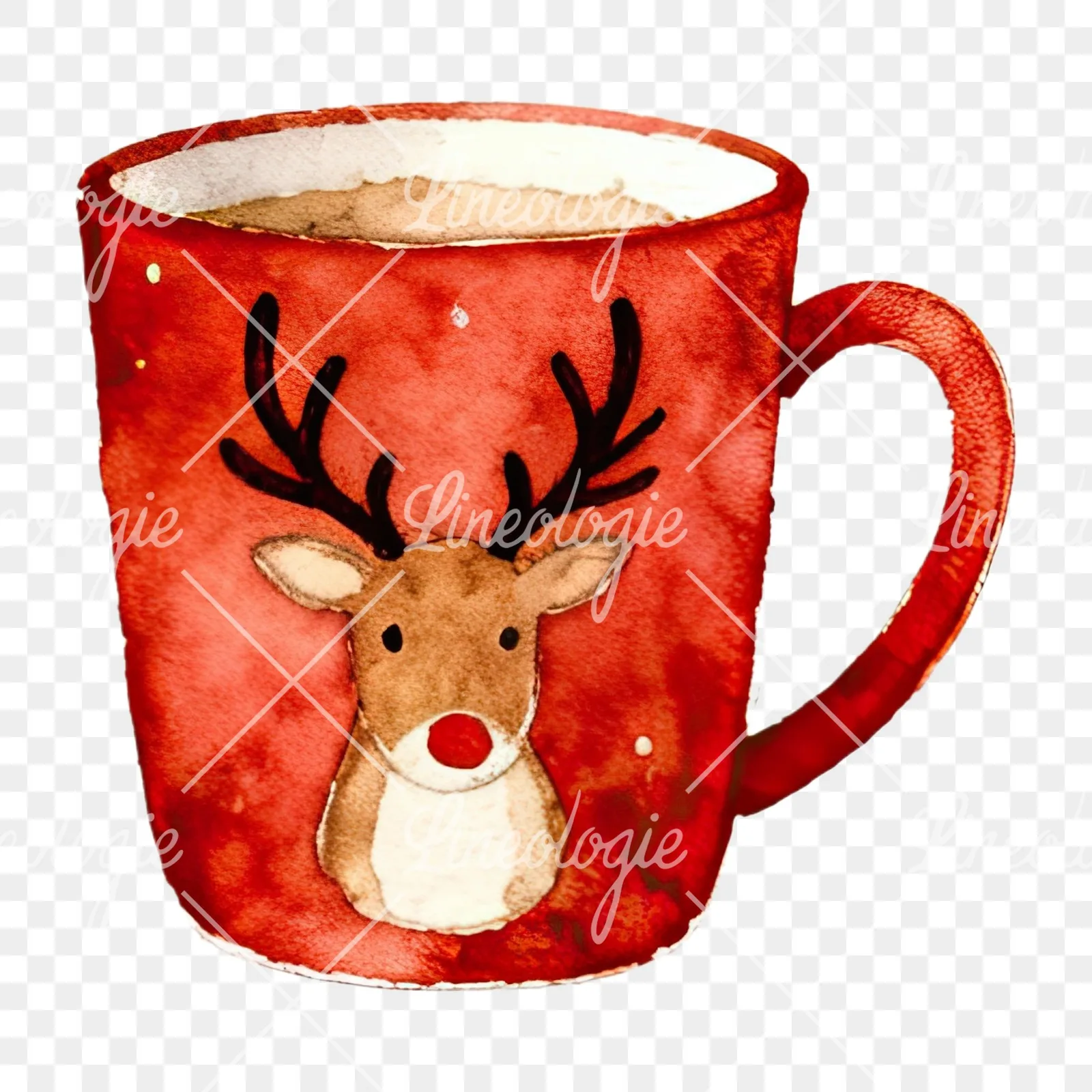 Watercolor Christmas festive mug clipart 6 of 12 on a transparent background (PNG)