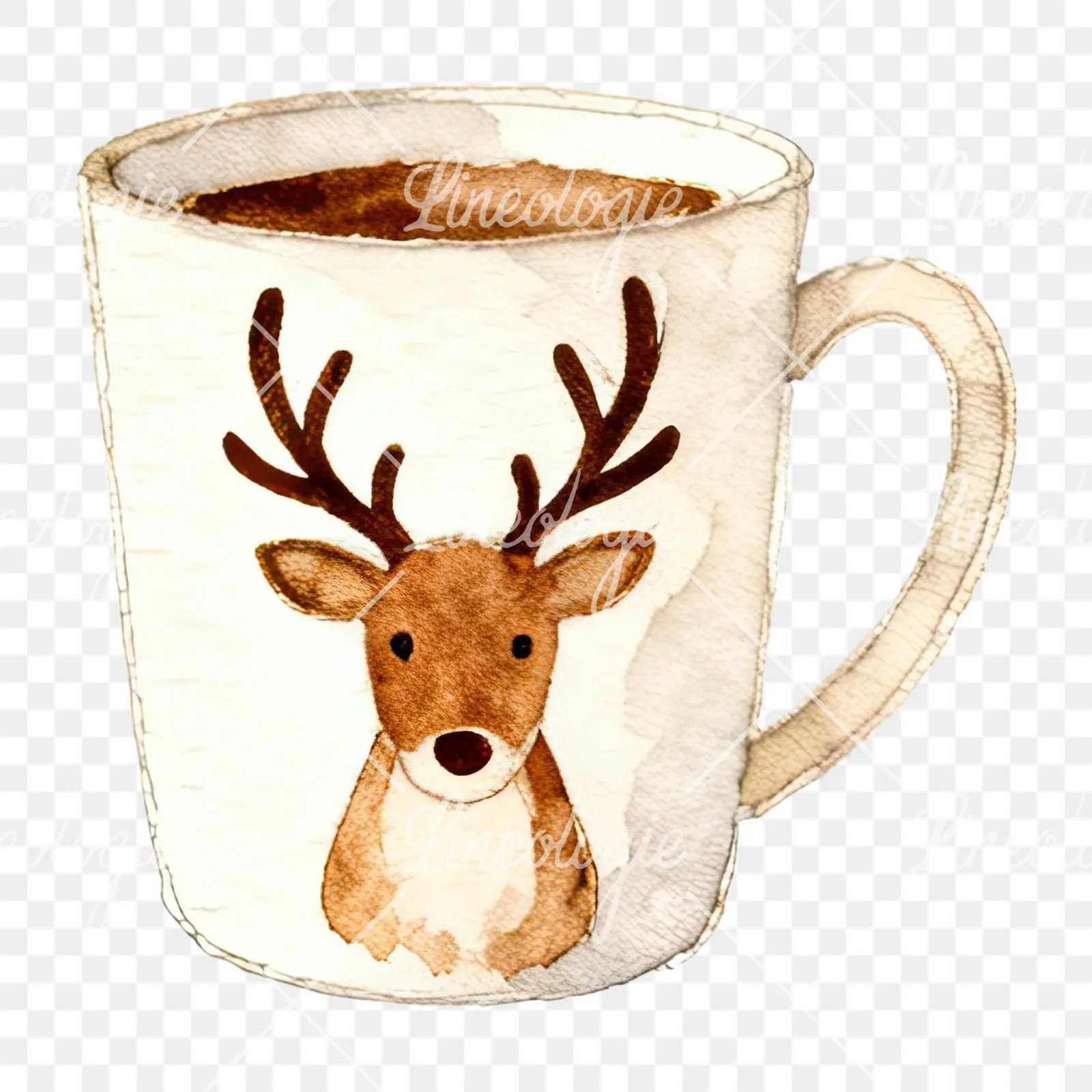 Watercolor Christmas festive mug clipart 8 of 12 on a transparent background (PNG)