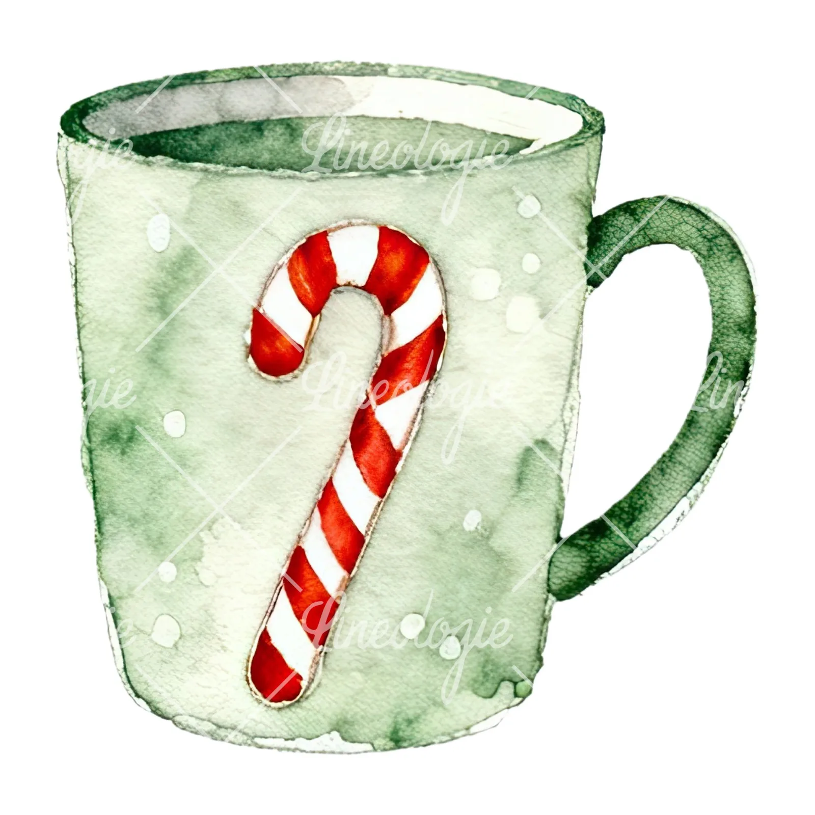 Watercolor Christmas festive mug clipart 9 of 12 on a white background (JPG)