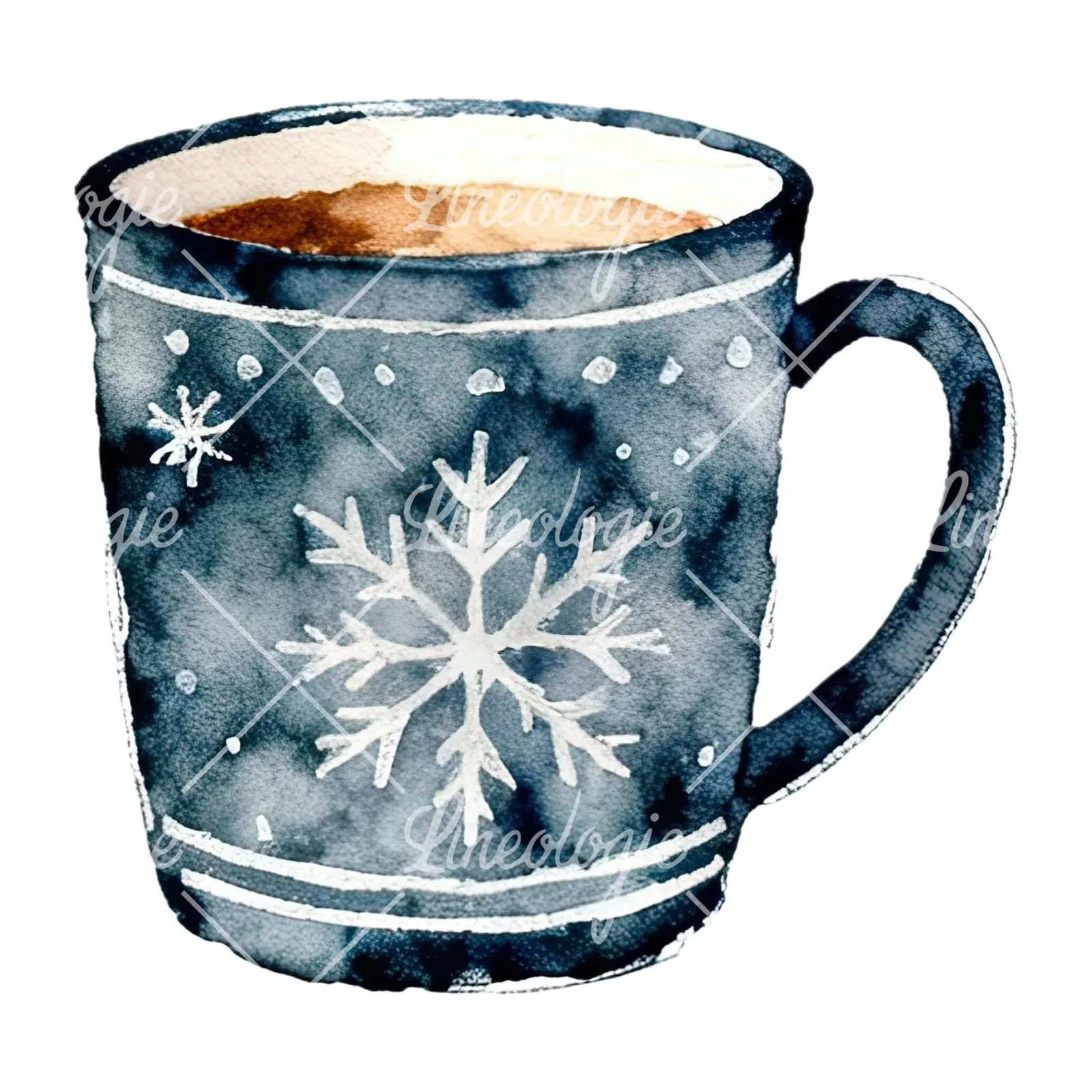 Watercolor Christmas festive mug clipart 11 of 12 on a white background (JPG)