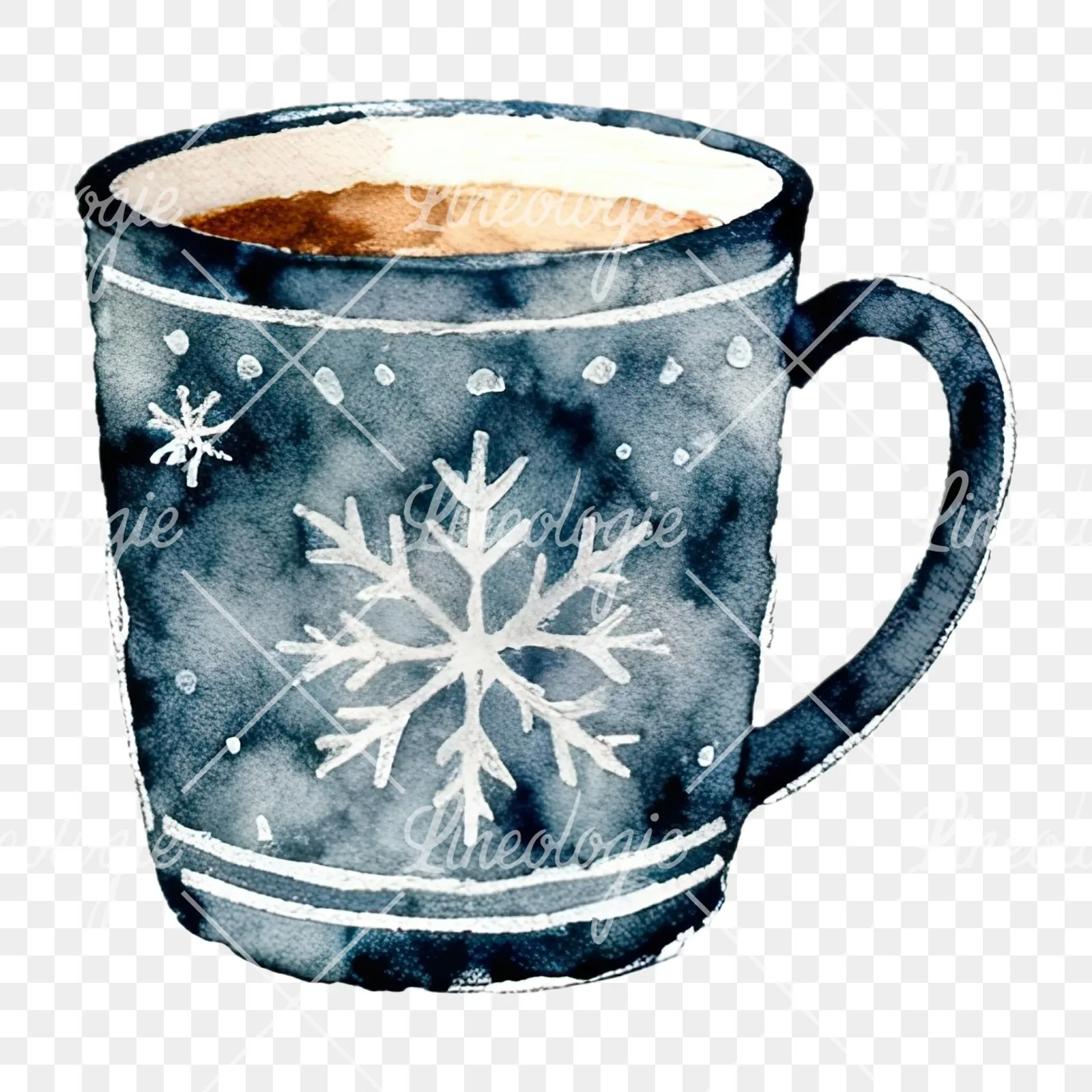 Watercolor Christmas festive mug clipart 11 of 12 on a transparent background (PNG)