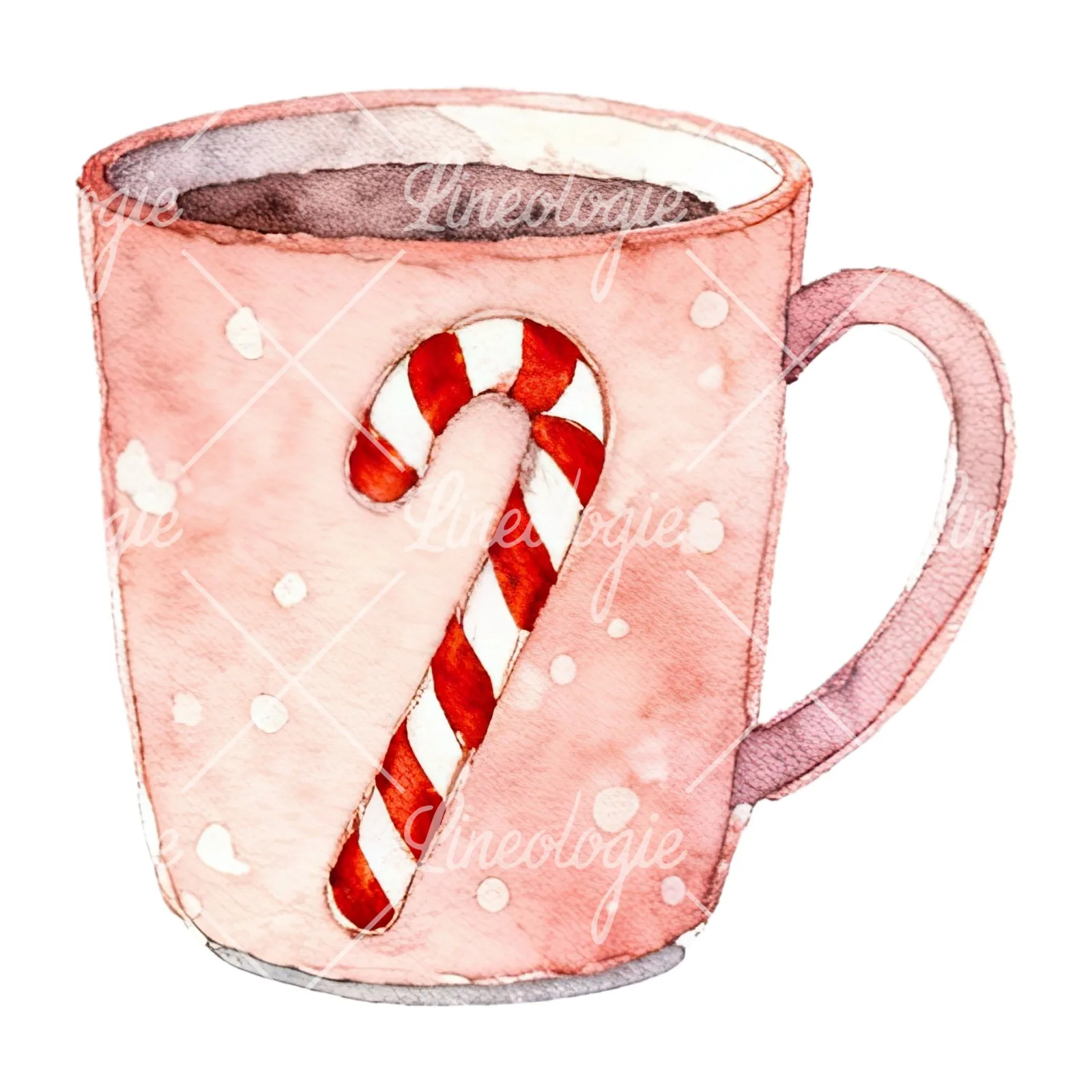 Watercolor Christmas festive mug clipart 12 of 12 on a white background (JPG)