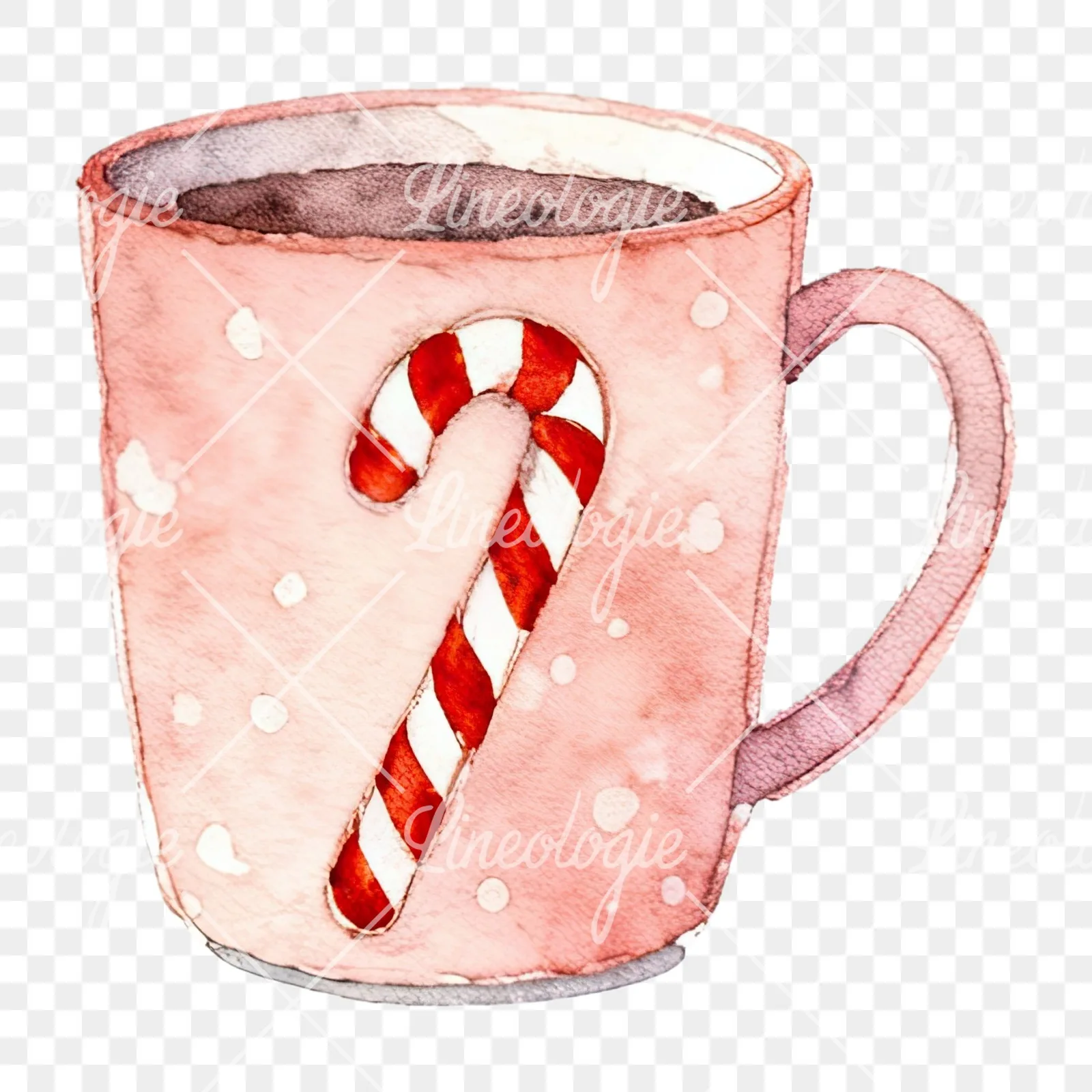 Watercolor Christmas festive mug clipart 12 of 12 on a transparent background (PNG)