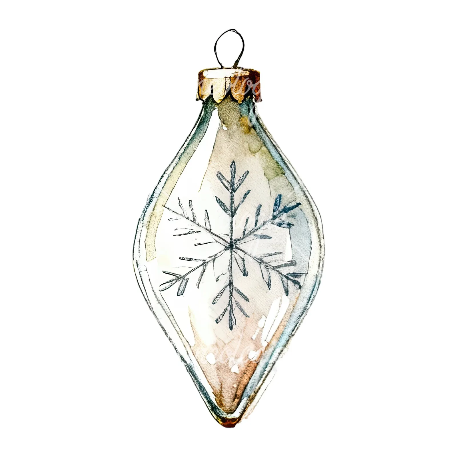 Watercolor Christmas glass bauble clipart 3 of 12 on a white background (JPG)