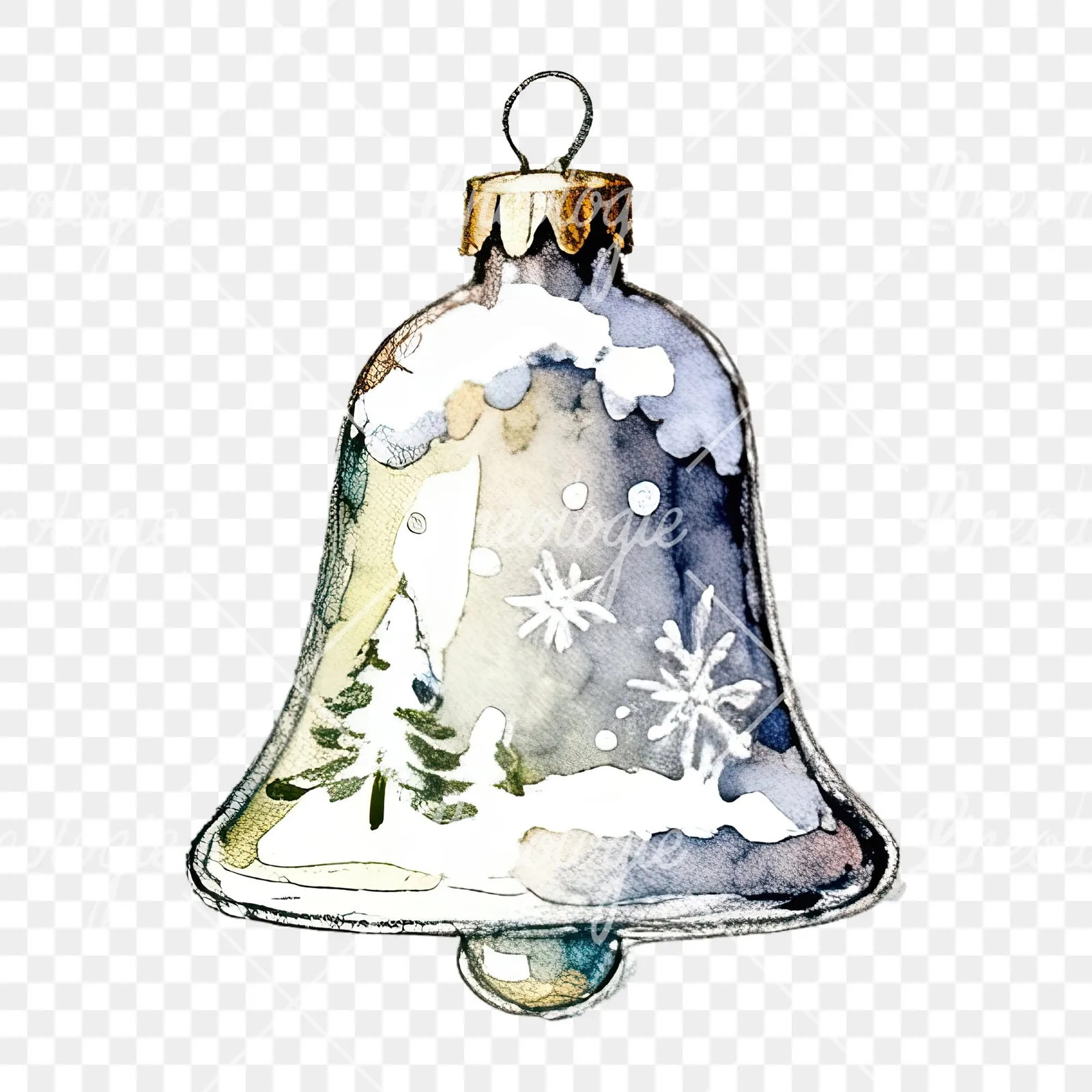 Watercolor Christmas glass bauble clipart 6 of 12 on a transparent background (PNG)