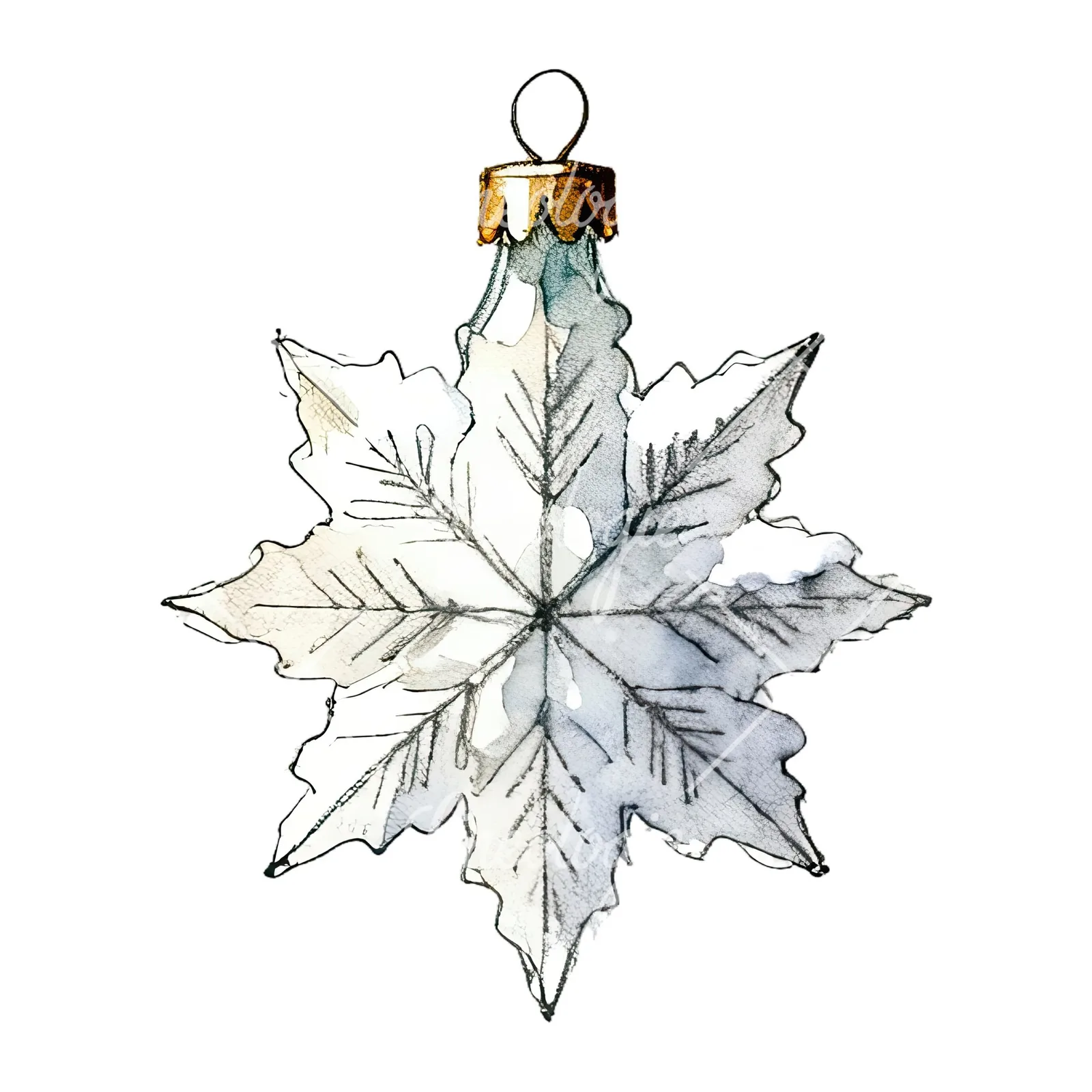 Watercolor Christmas glass bauble clipart 9 of 12 on a white background (JPG)