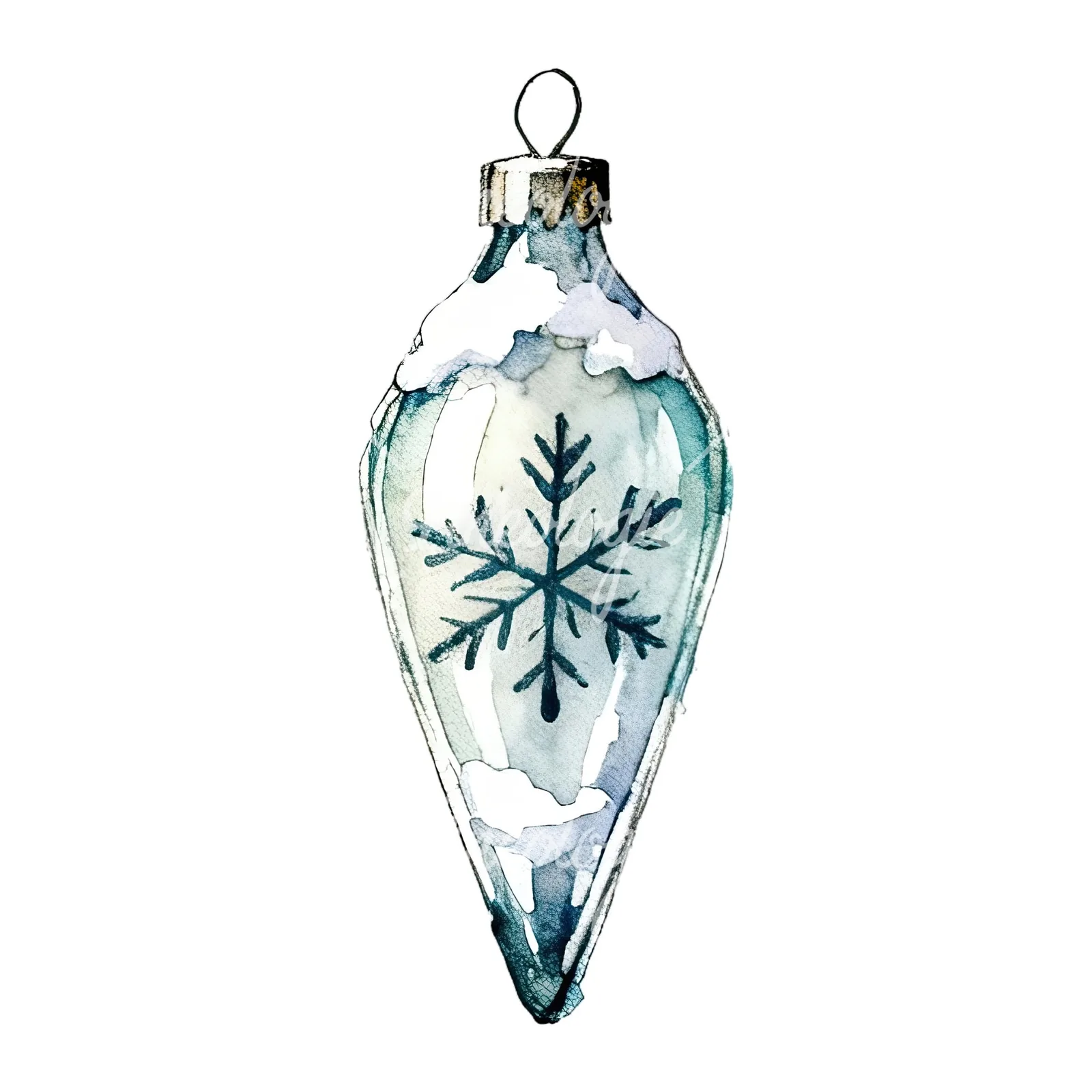 Watercolor Christmas glass bauble clipart 10 of 12 on a white background (JPG)