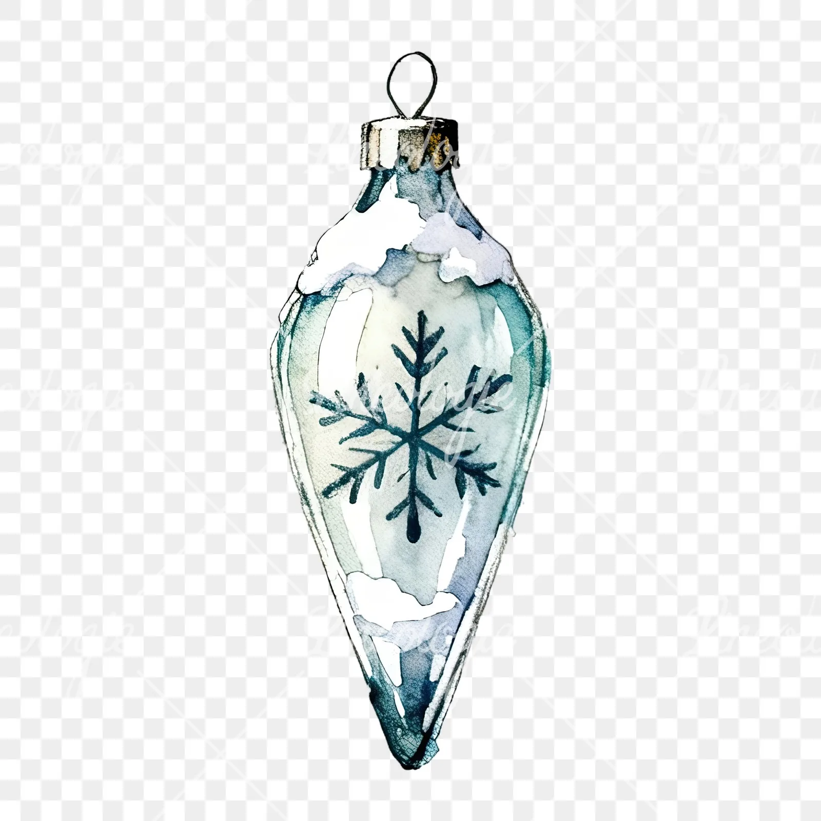 Watercolor Christmas glass bauble clipart 10 of 12 on a transparent background (PNG)