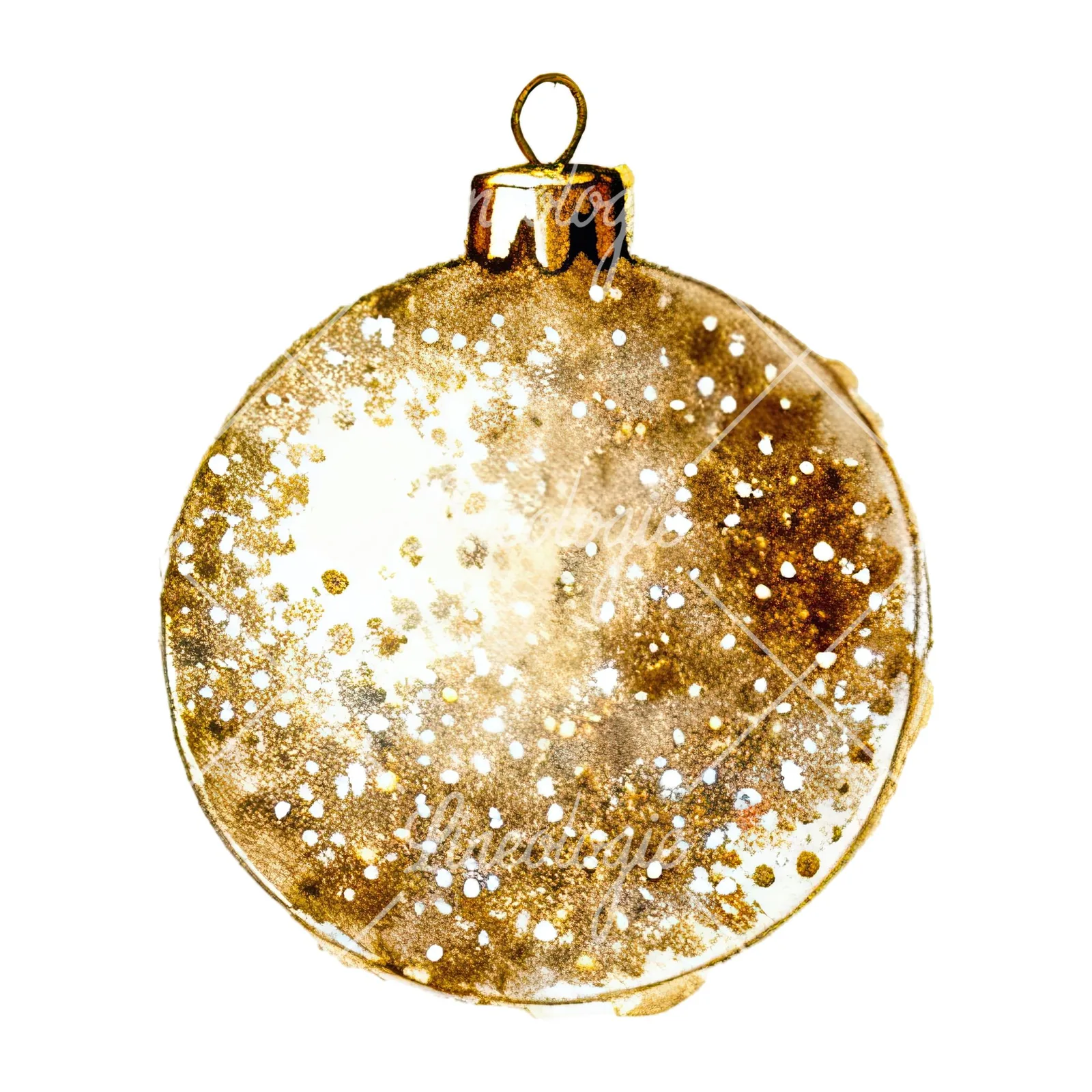 Watercolor Christmas glitter bauble clipart 8 of 12 on a white background (JPG)