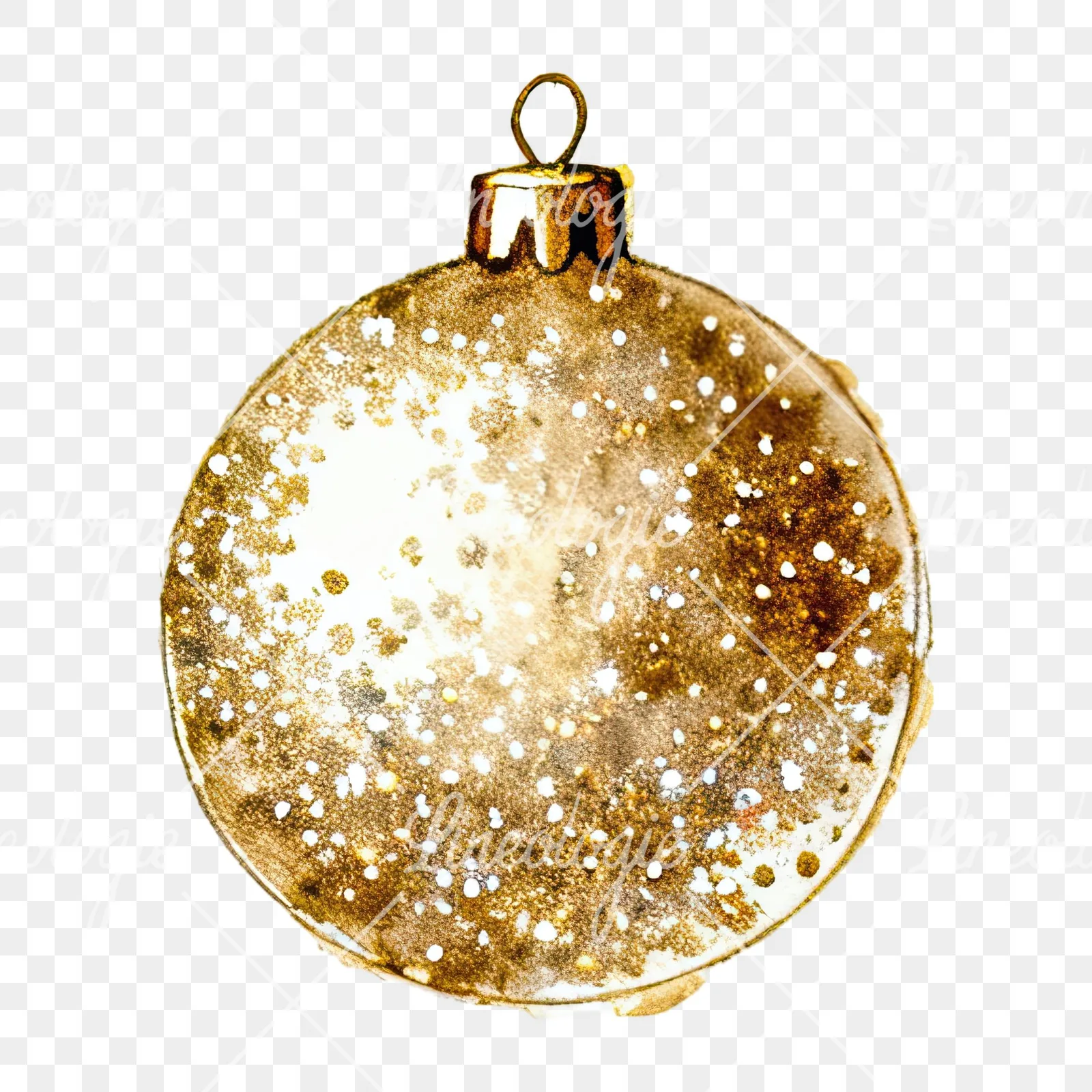 Watercolor Christmas glitter bauble clipart 8 of 12 on a transparent background (PNG)