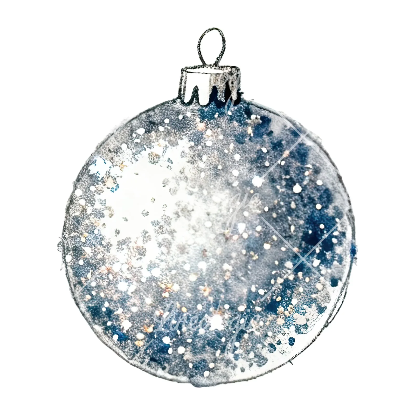 Watercolor Christmas glitter bauble clipart 12 of 12 on a white background (JPG)