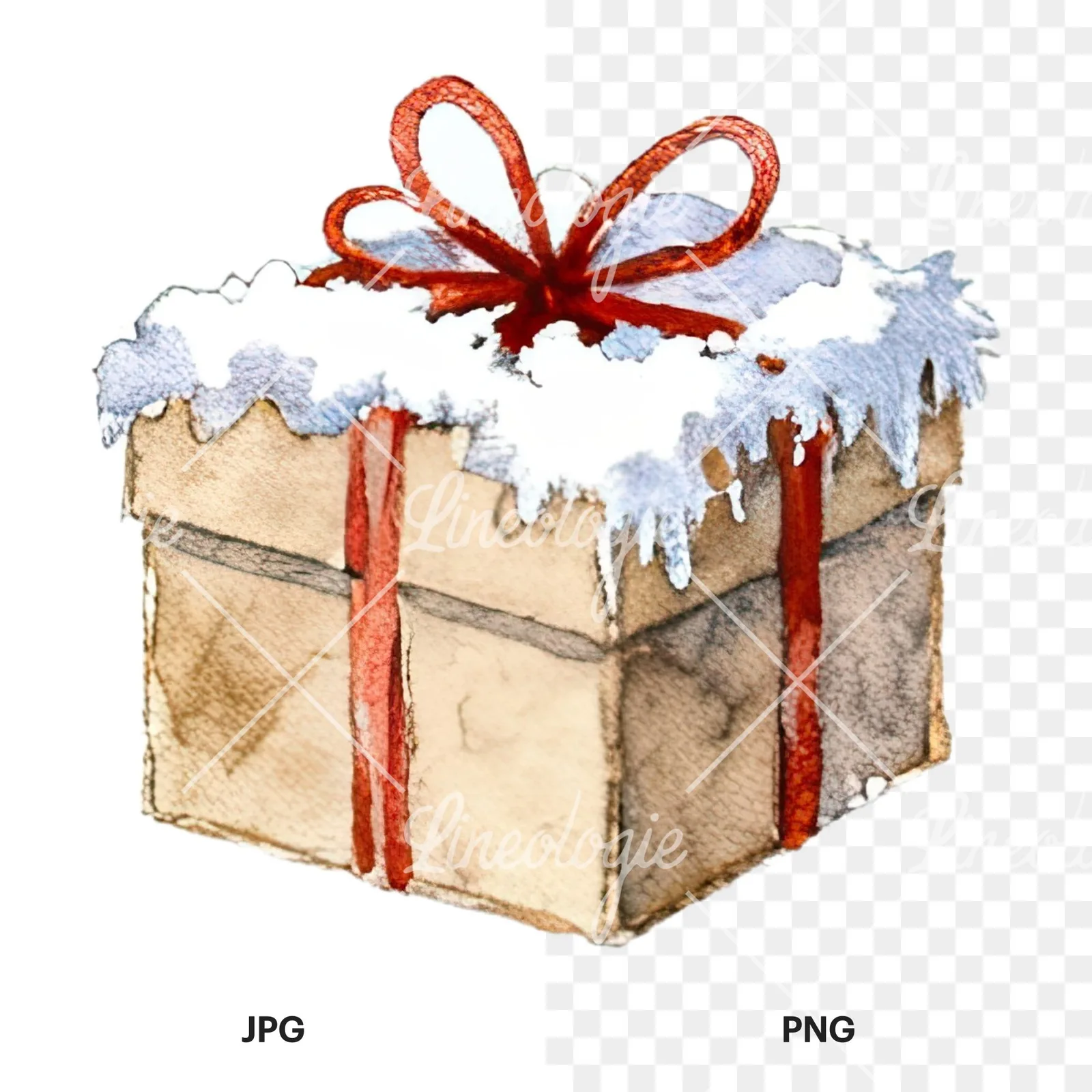 Watercolor Christmas item with snow globe clipart 2 of 12, as a JPG on white and a transparent PNG