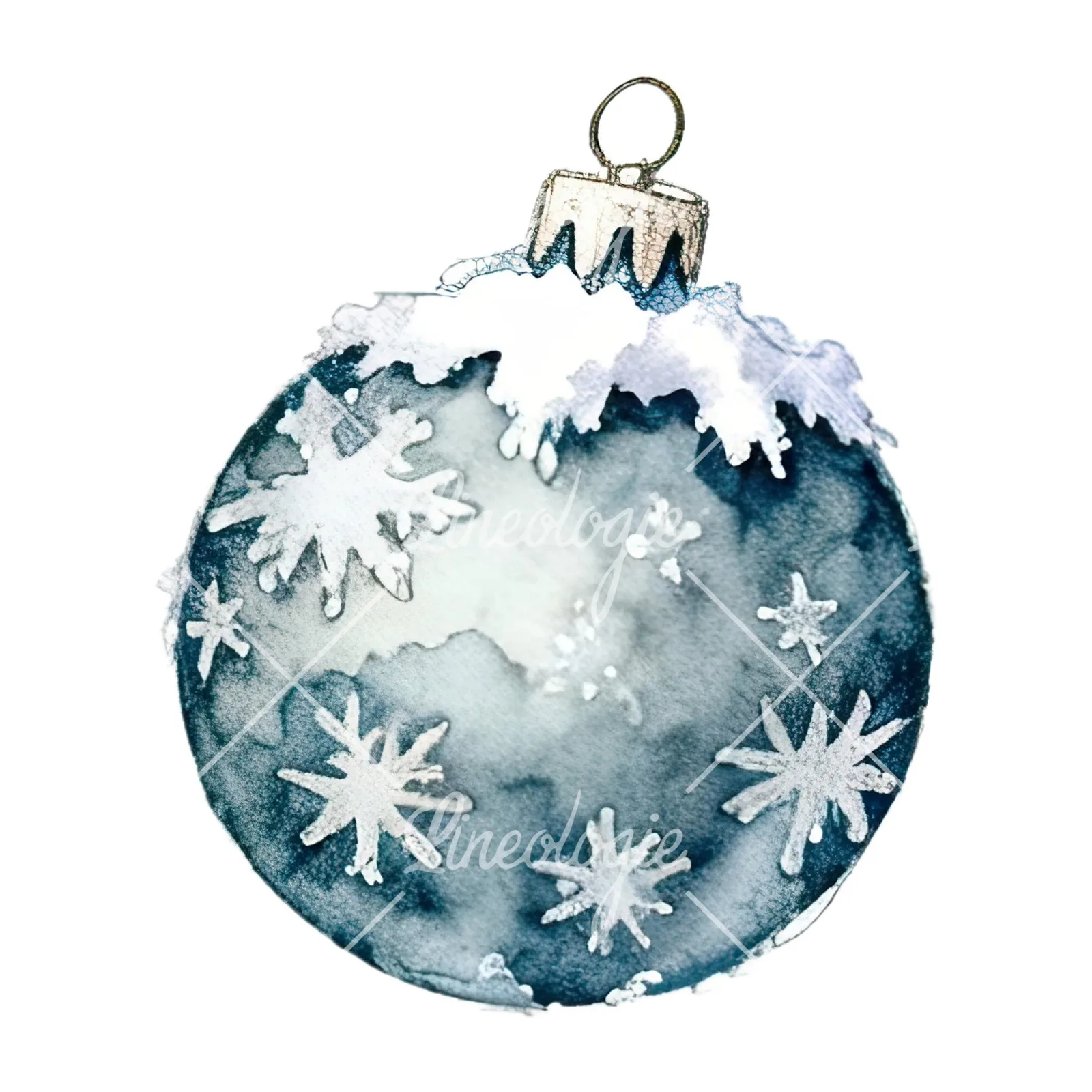 Watercolor Christmas item with snow globe clipart 3 of 12 on a white background (JPG)