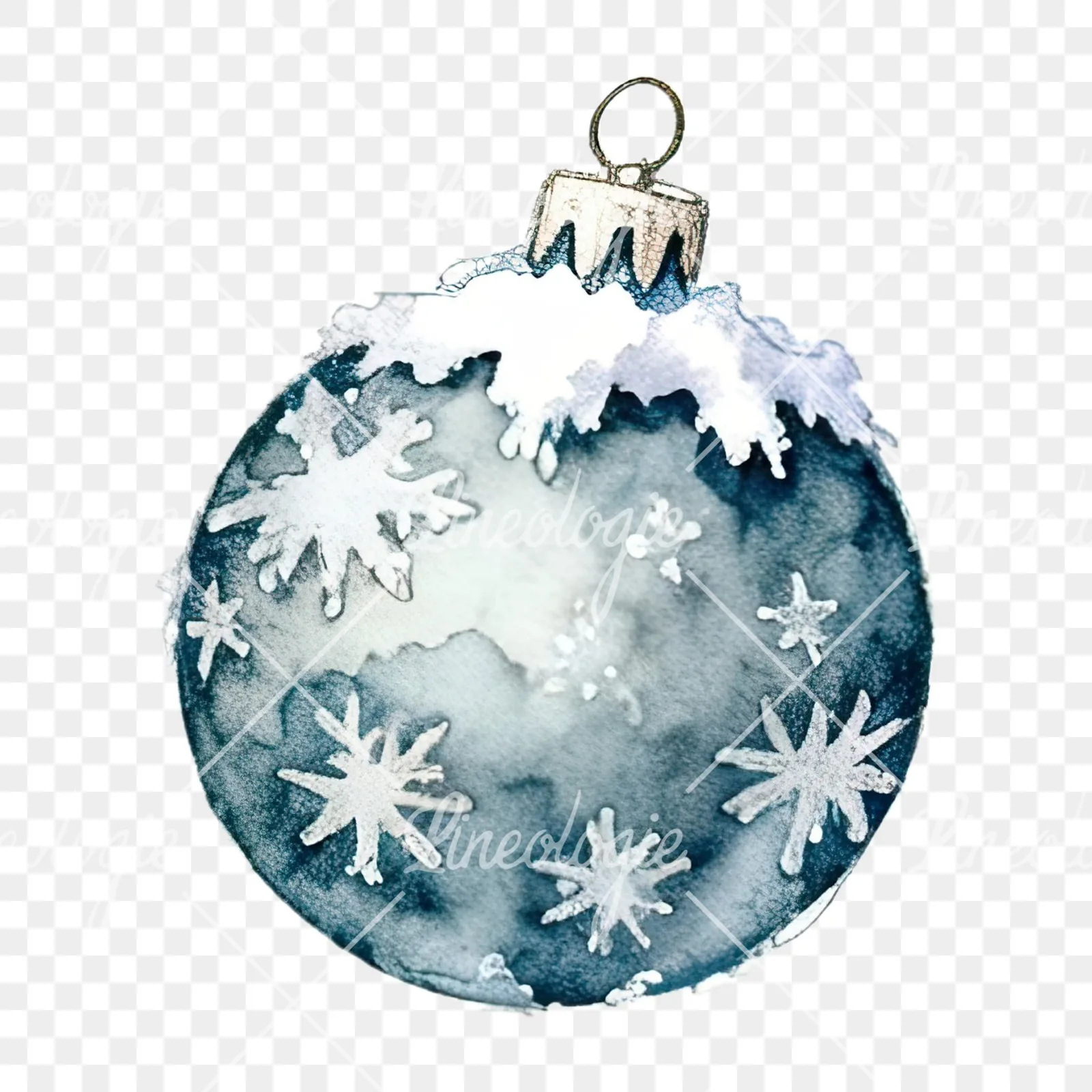 Watercolor Christmas item with snow globe clipart 3 of 12 on a transparent background (PNG)