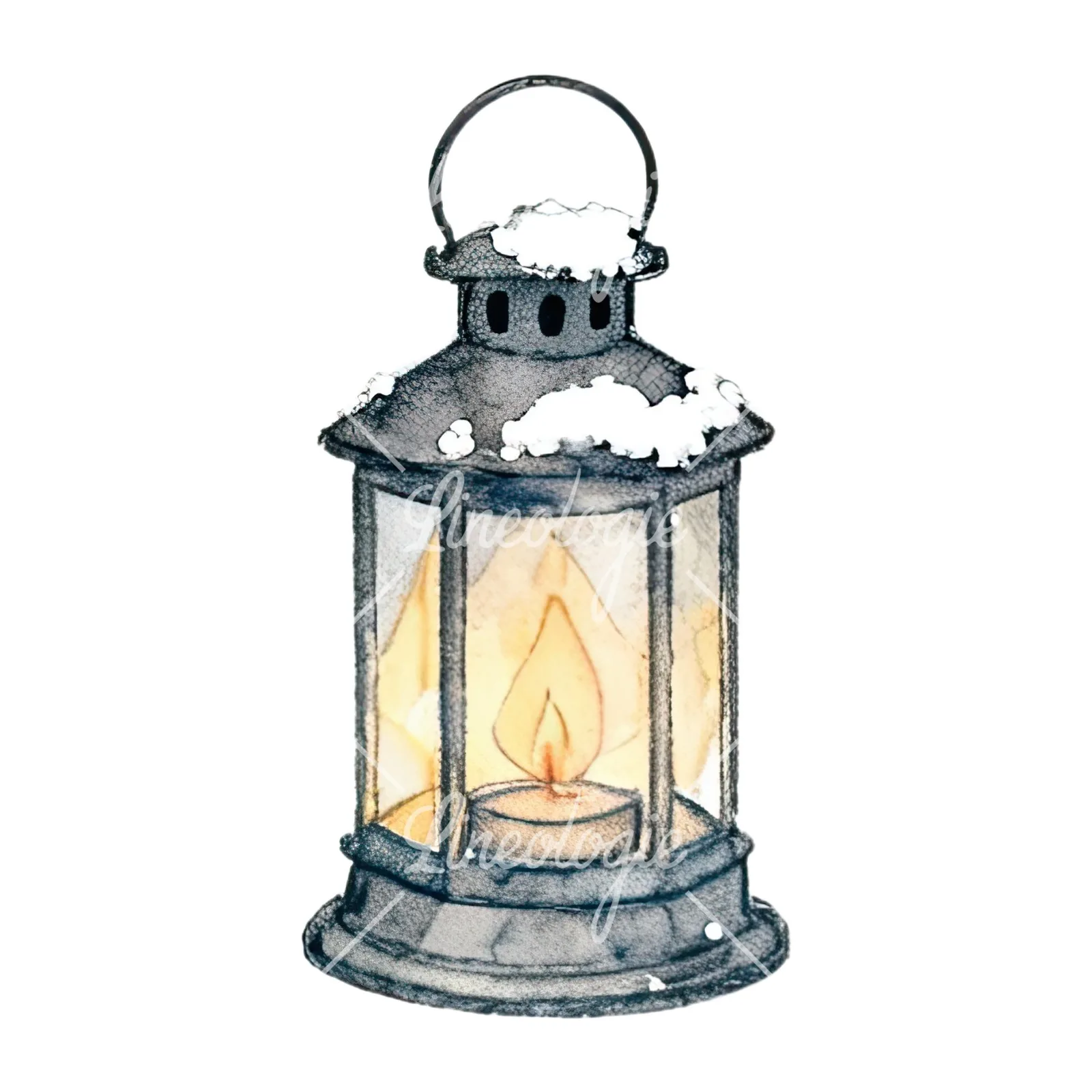 Watercolor Christmas item with snow globe clipart 4 of 12 on a white background (JPG)
